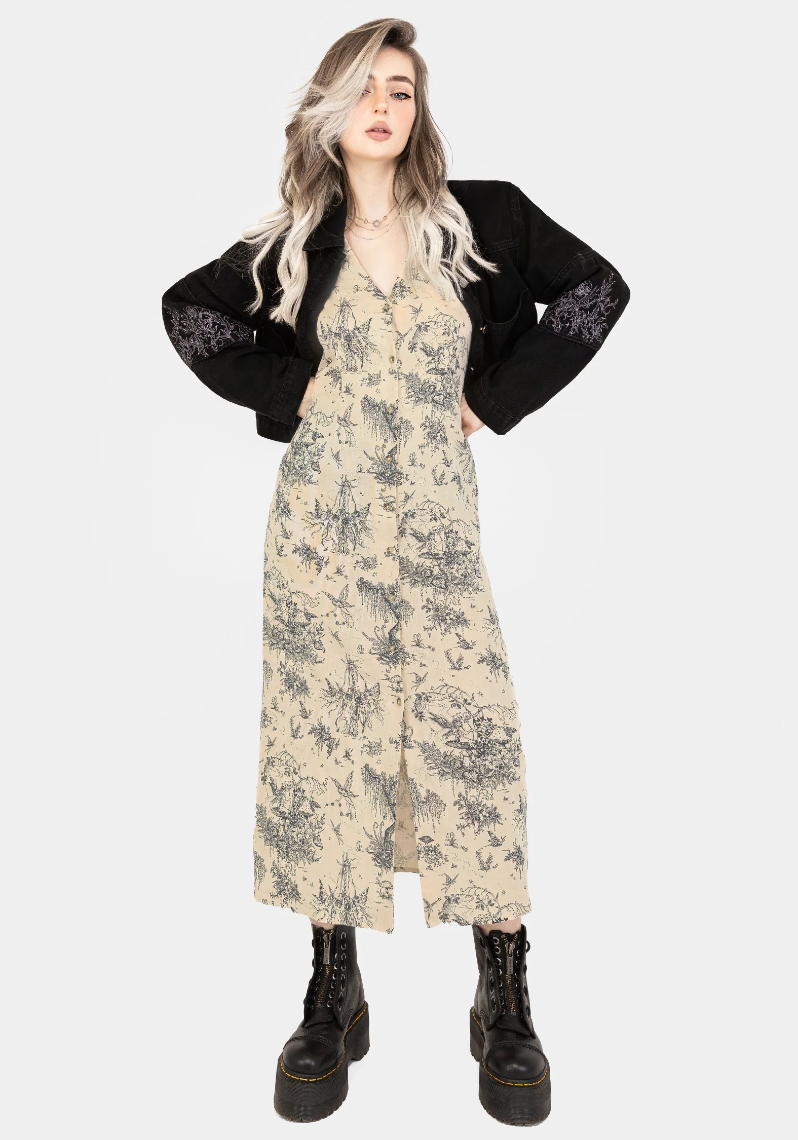 Maypole Cotton Print Button Up Midaxi Dress - Image 7