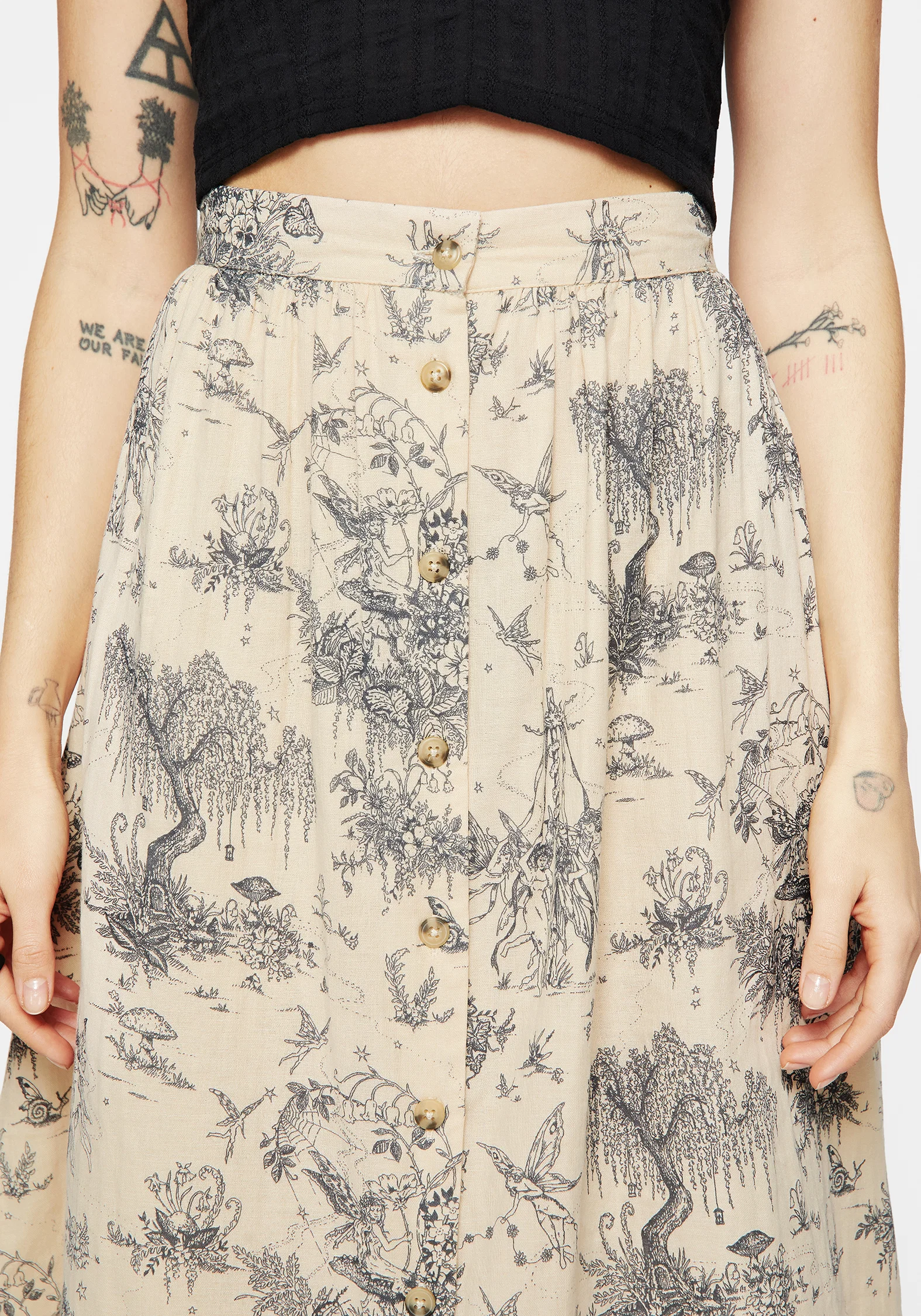 Maypole Cotton Print Button Up Midaxi Skirt - Image 2