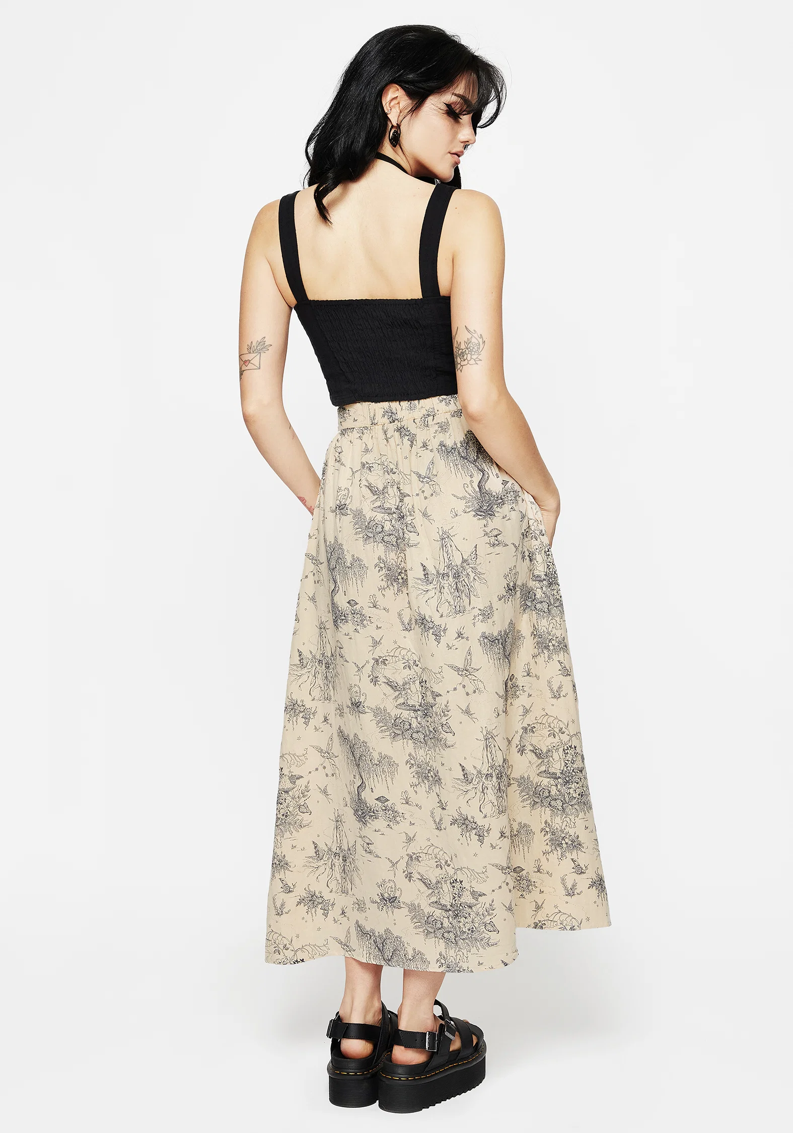 Maypole Cotton Print Button Up Midaxi Skirt - Image 3