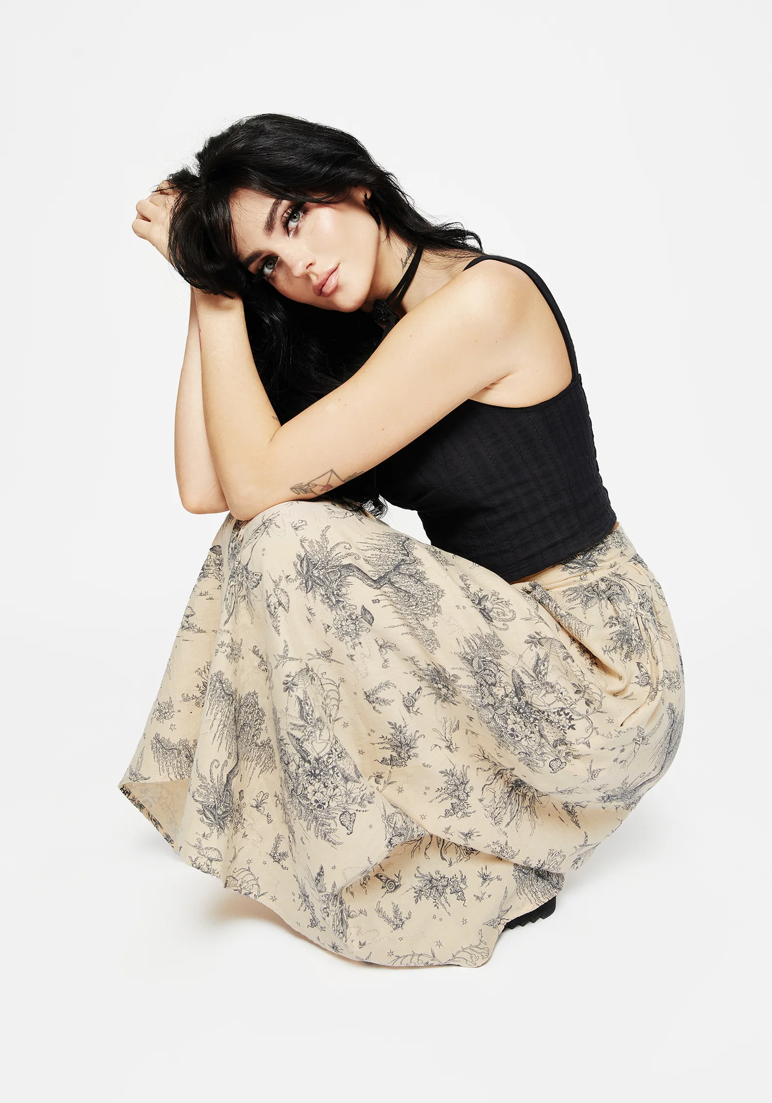 Maypole Cotton Print Button Up Midaxi Skirt - Image 6