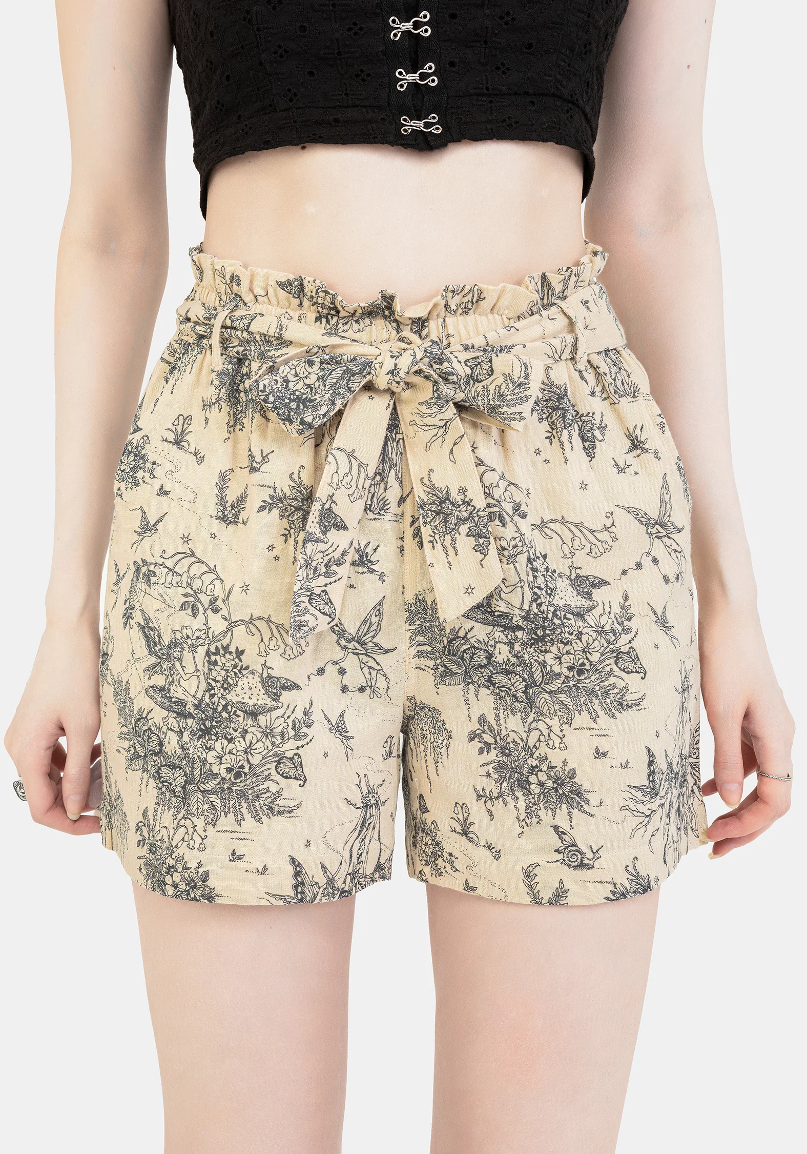 Maypole Cotton Print Paperbag Shorts - Image 5