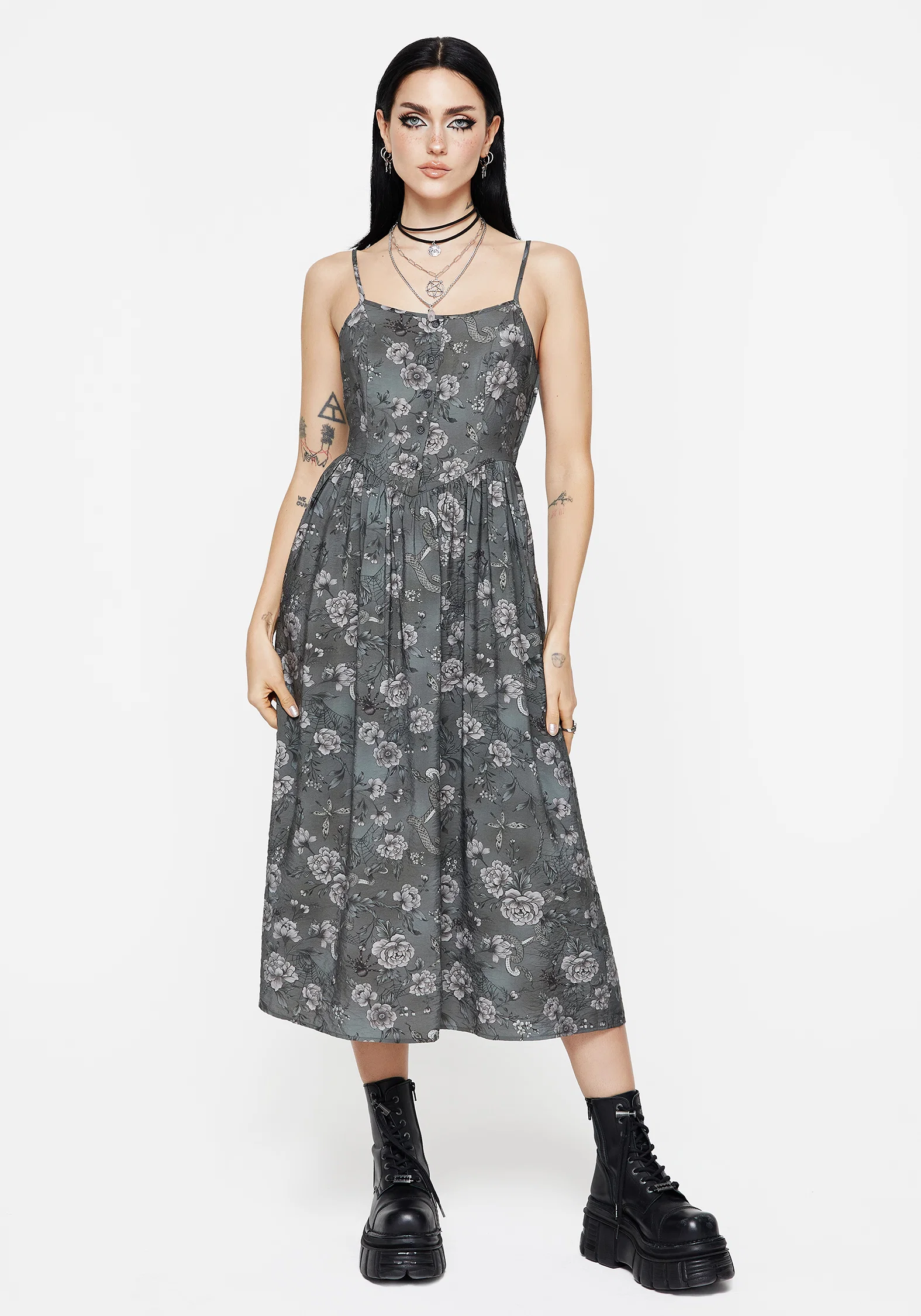 Meadow Floral Serpent Print Cami Midi Dress - Image 7