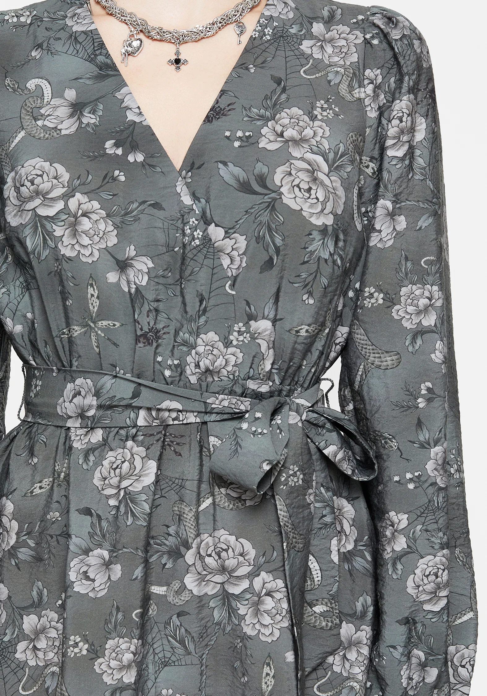 Meadow Floral Serpent Print Mini Wrap Dress - Image 2