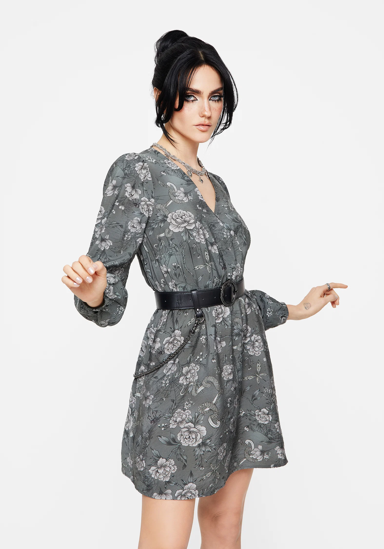 Meadow Floral Serpent Print Mini Wrap Dress - Image 5