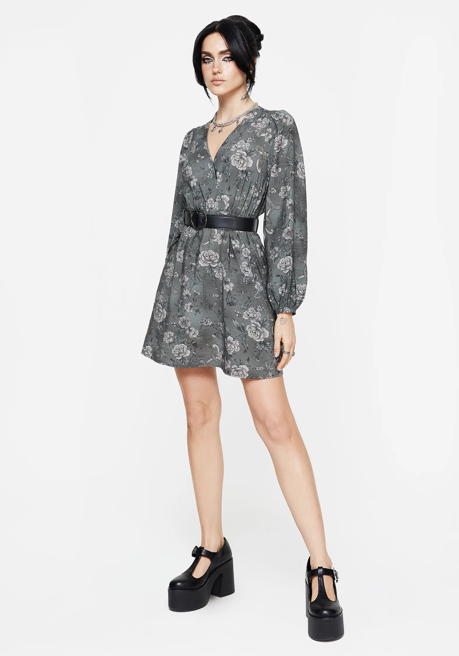 Meadow Floral Serpent Print Mini Wrap Dress - Image 6