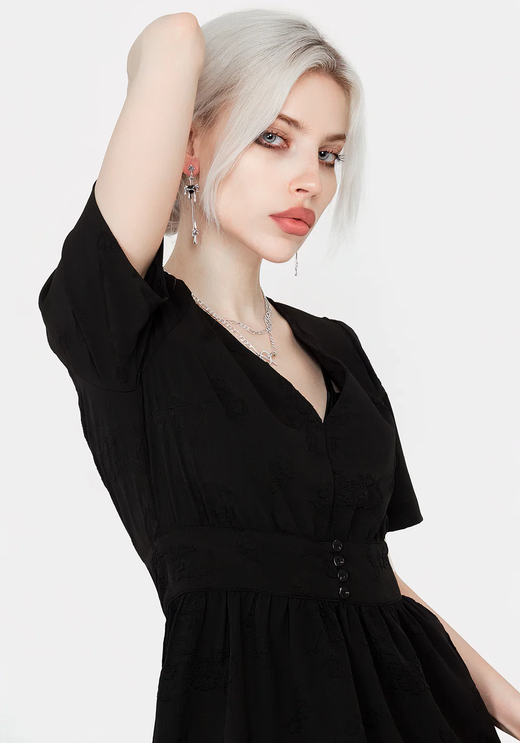 Medea Jacquard V-Neck Midaxi Dress - Image 6