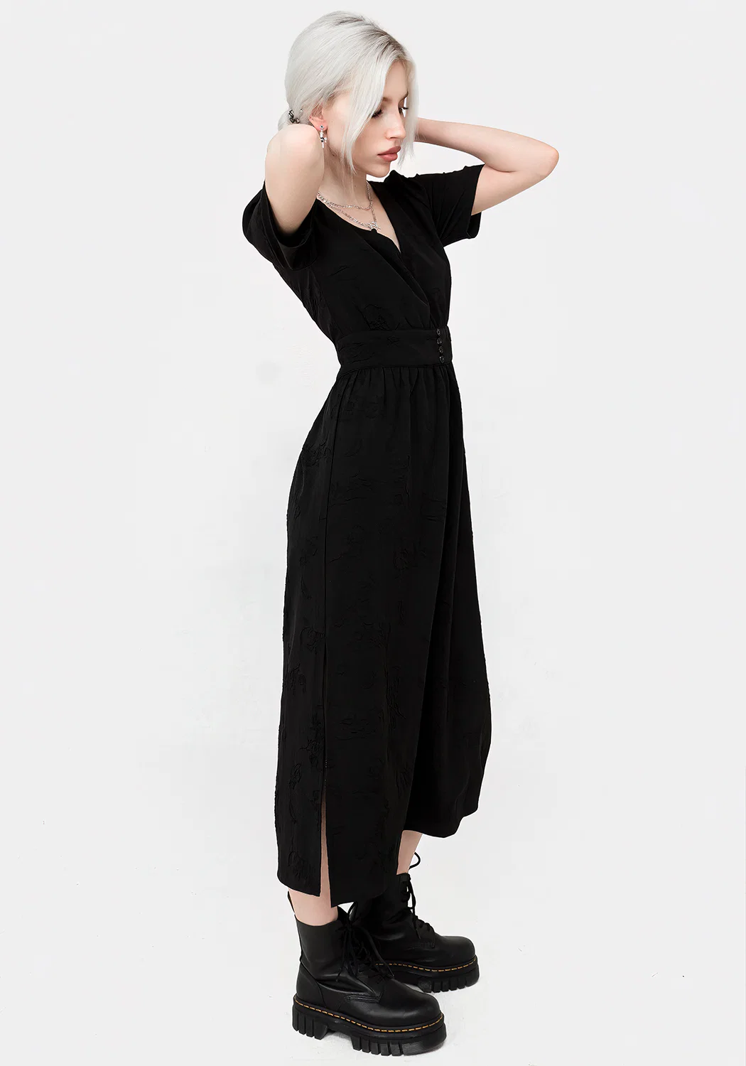 Medea Jacquard V-Neck Midaxi Dress - Image 7