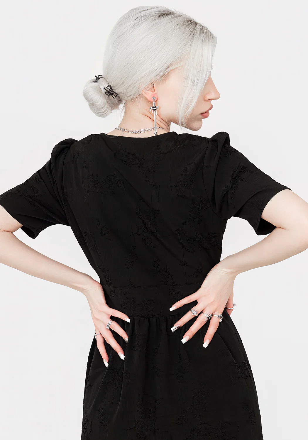 Medea Jacquard V-Neck Midaxi Dress - Image 8