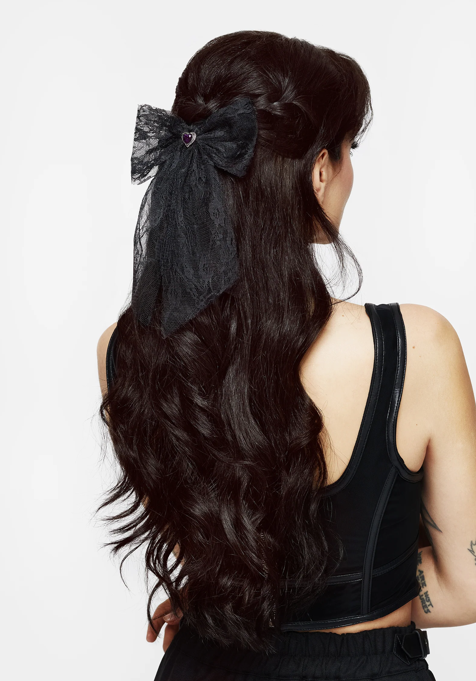 Melanie Heart Lace Hair Bow - Image 3