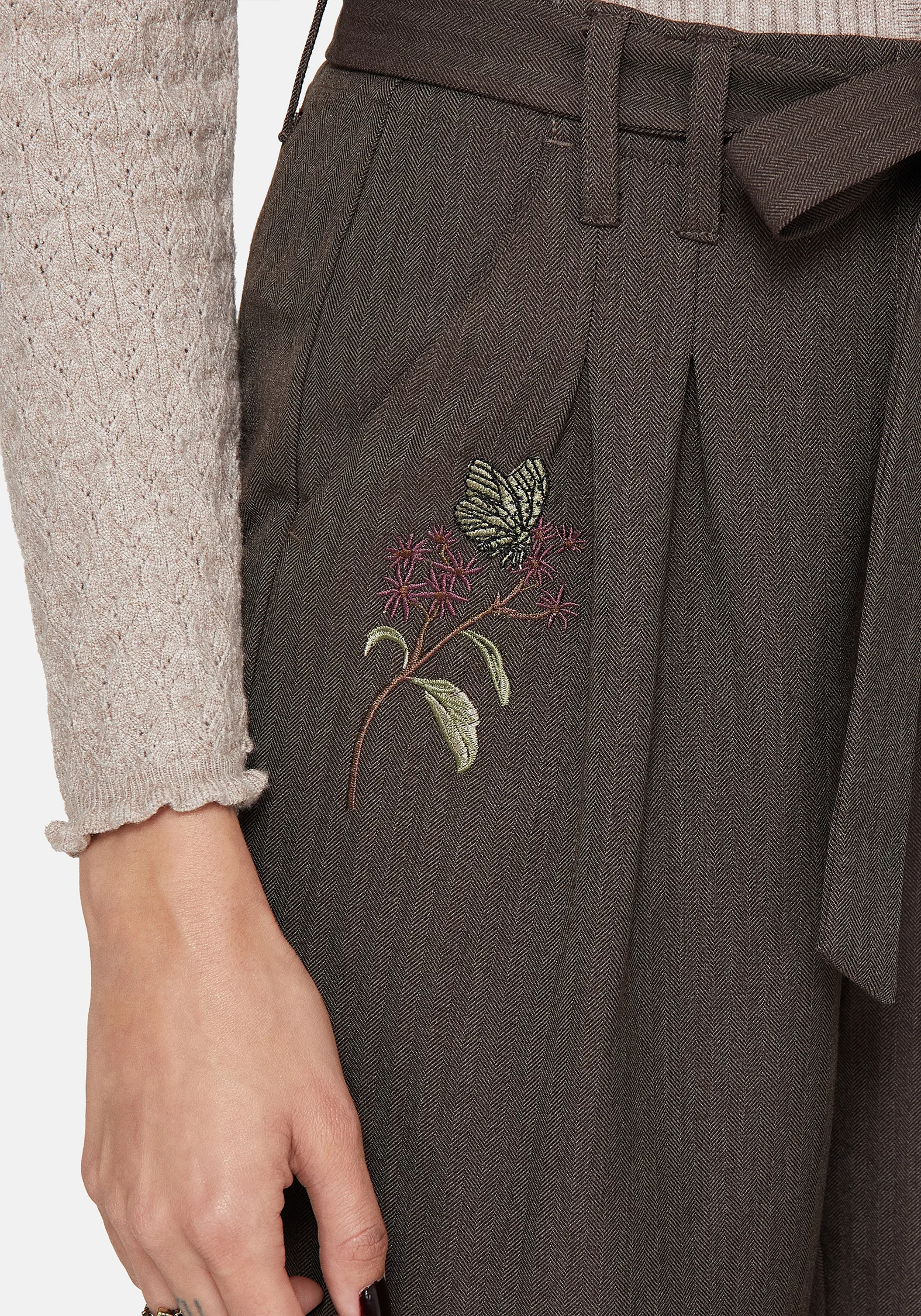 Meliae Moth Embroidered Tapered Trousers - Image 2