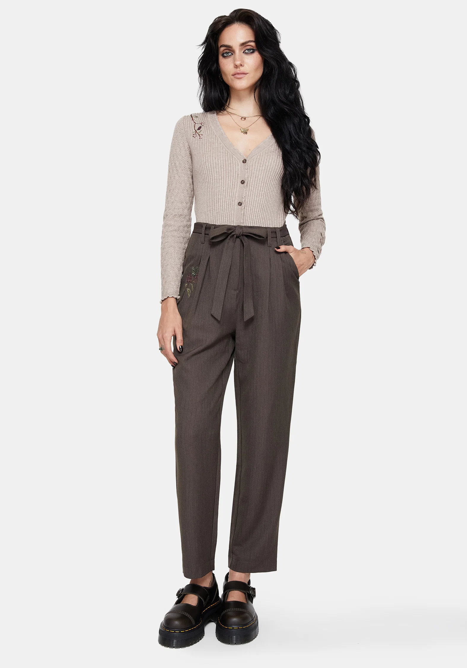 Meliae Moth Embroidered Tapered Trousers - Image 4
