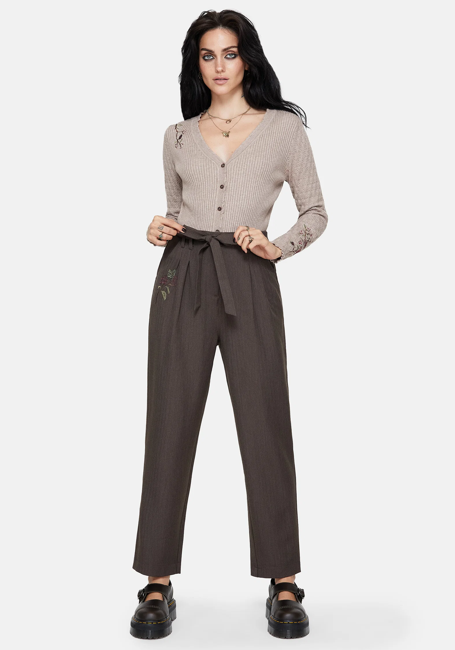 Meliae Moth Embroidered Tapered Trousers - Image 5