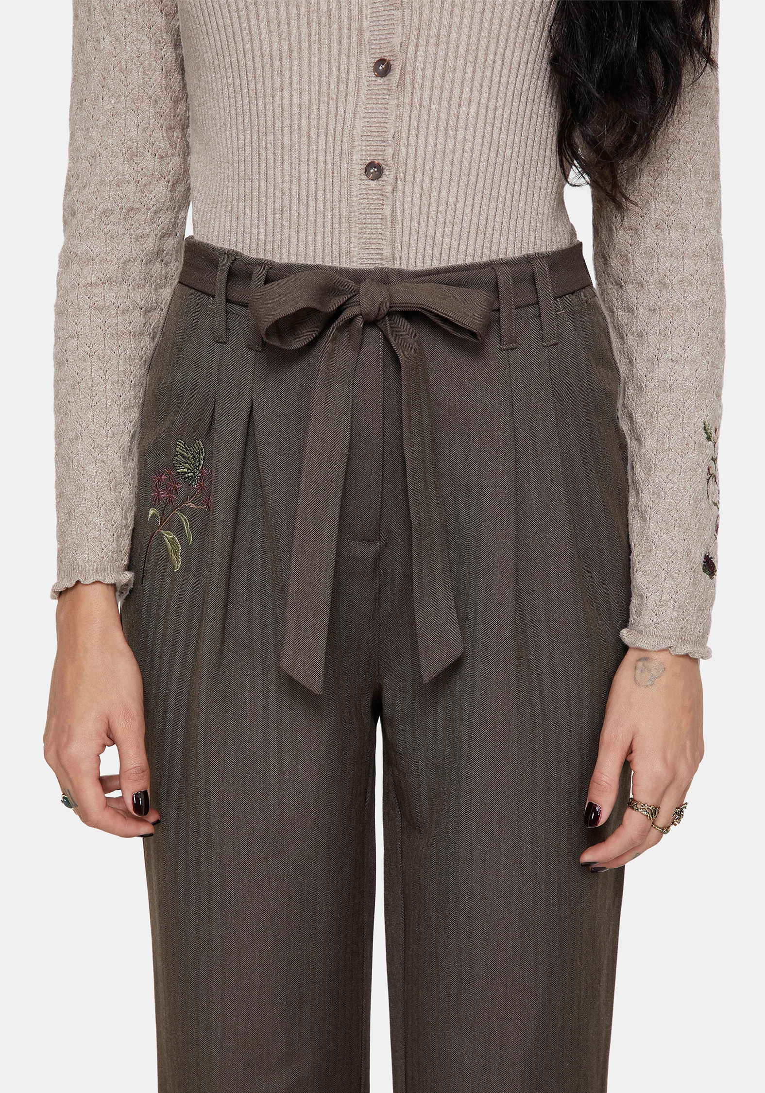 Meliae Moth Embroidered Tapered Trousers - Image 6
