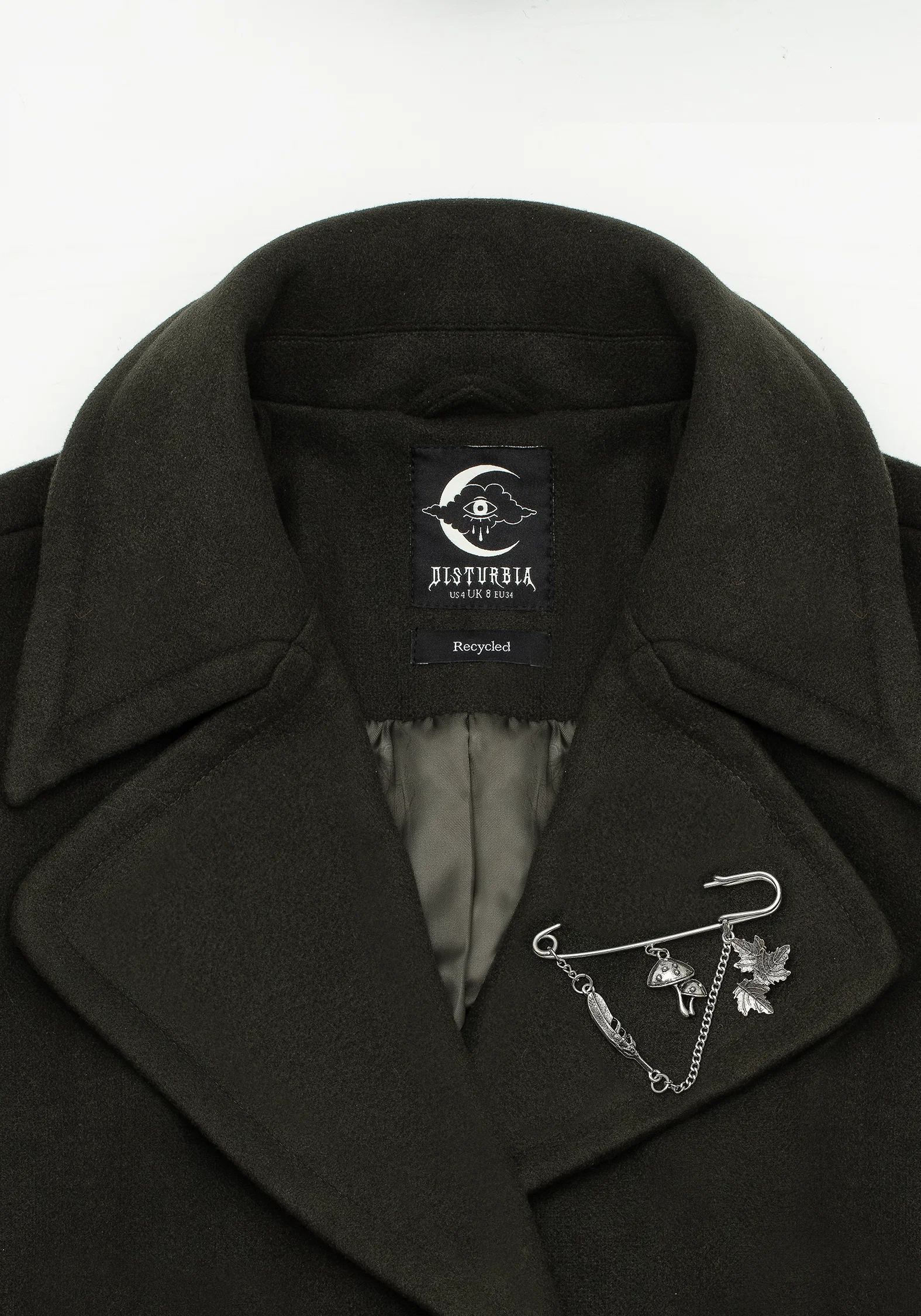 Meltdown Oversized Coat with Brooch - Green - Image 13