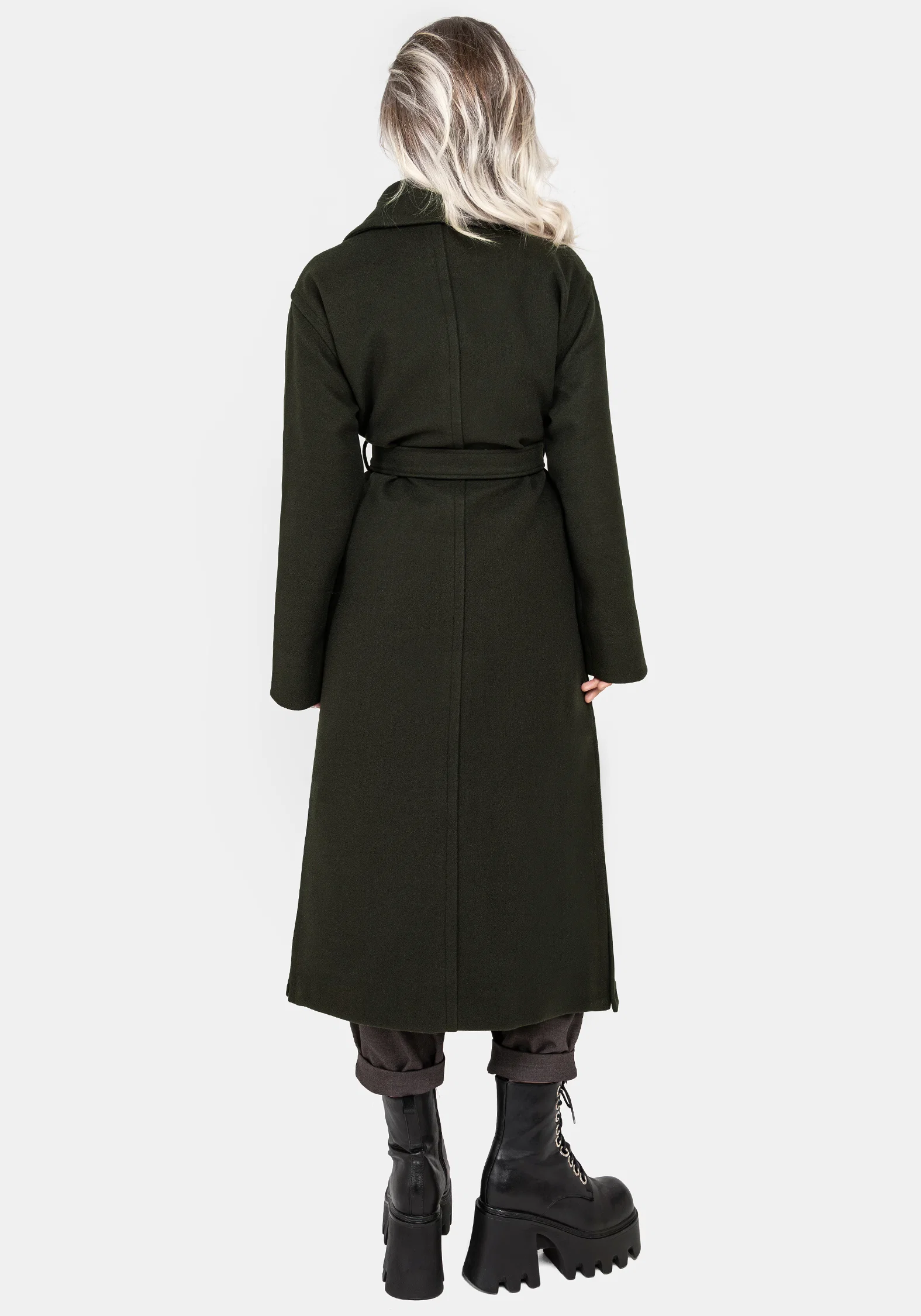 Meltdown Oversized Coat with Brooch - Green - Image 3