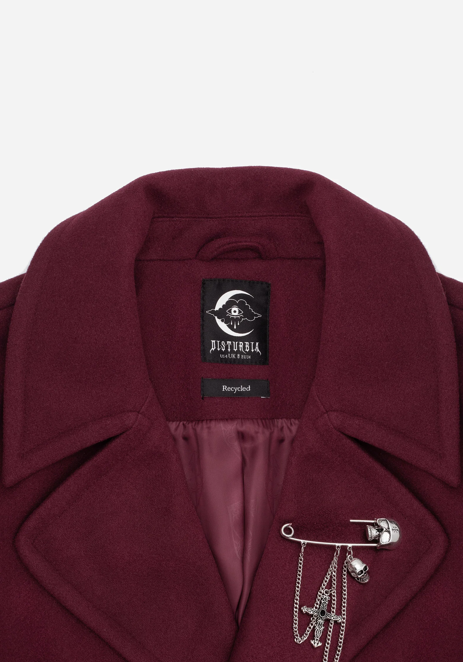Meltdown Oversized Coat with Brooch - Red - Image 8