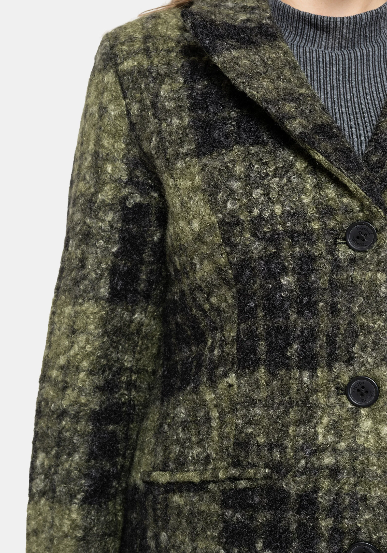 Memory Borg Check Longline Coat - Green - Image 2