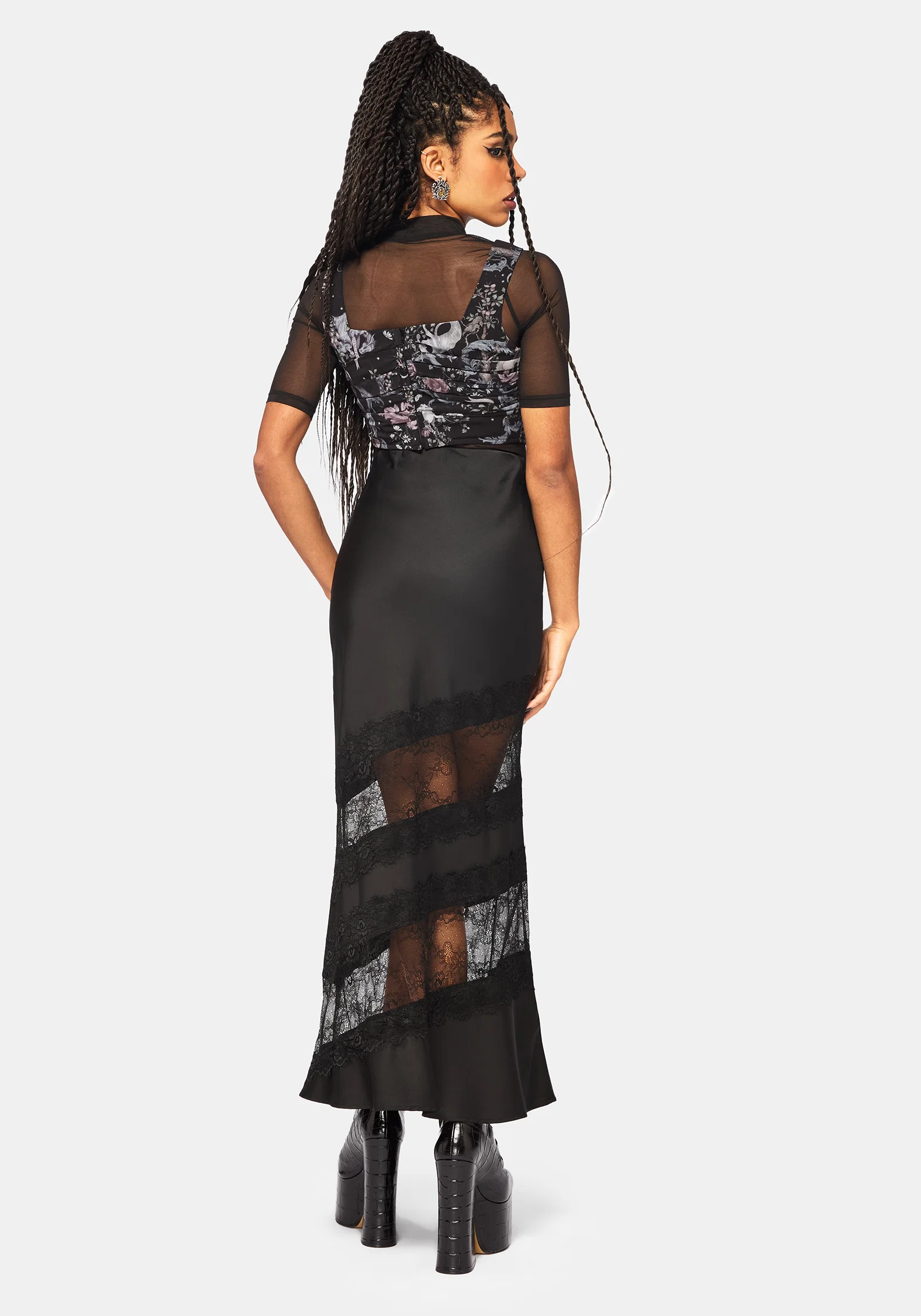 Merunicorn Enchanted Forest Print Ruched Corset Top - Image 3