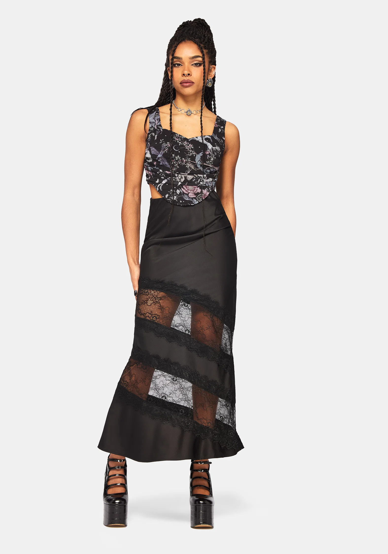 Merunicorn Enchanted Forest Print Ruched Corset Top - Image 4