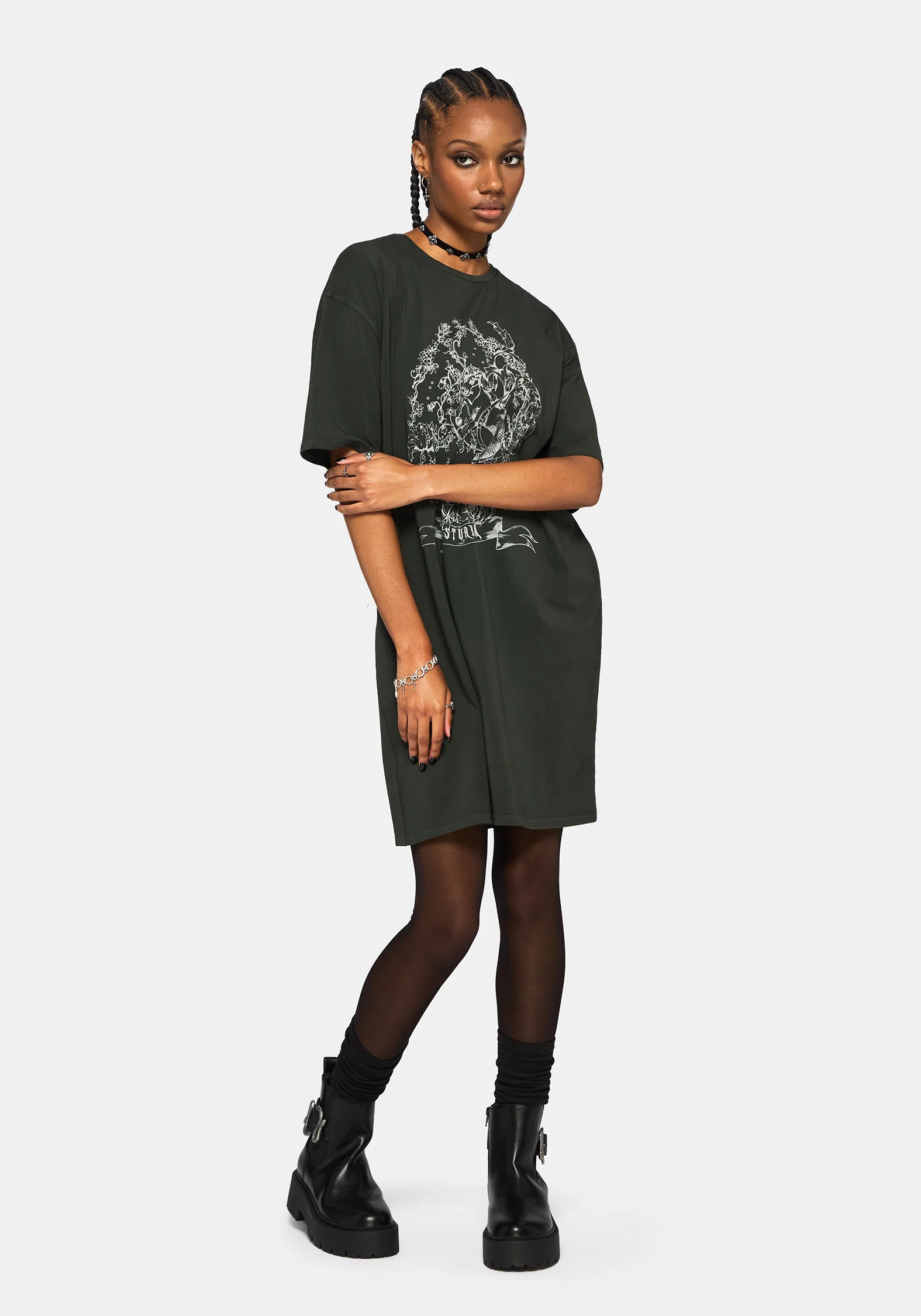 Merunicorn Enchanted Forest Printed Tee Dress - Image 5