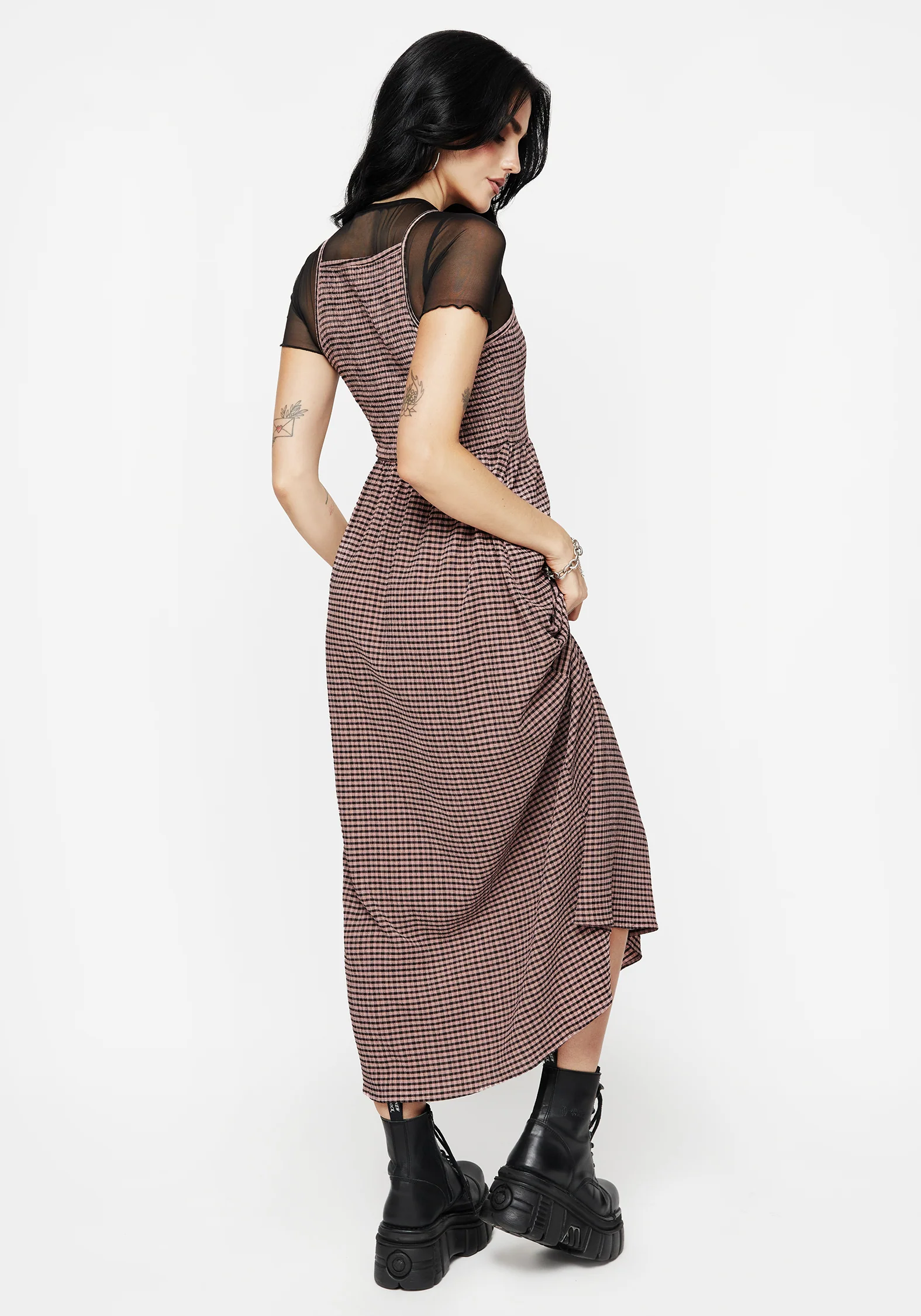 Midora Crinkle Check Racerback Midaxi Dress - Image 3