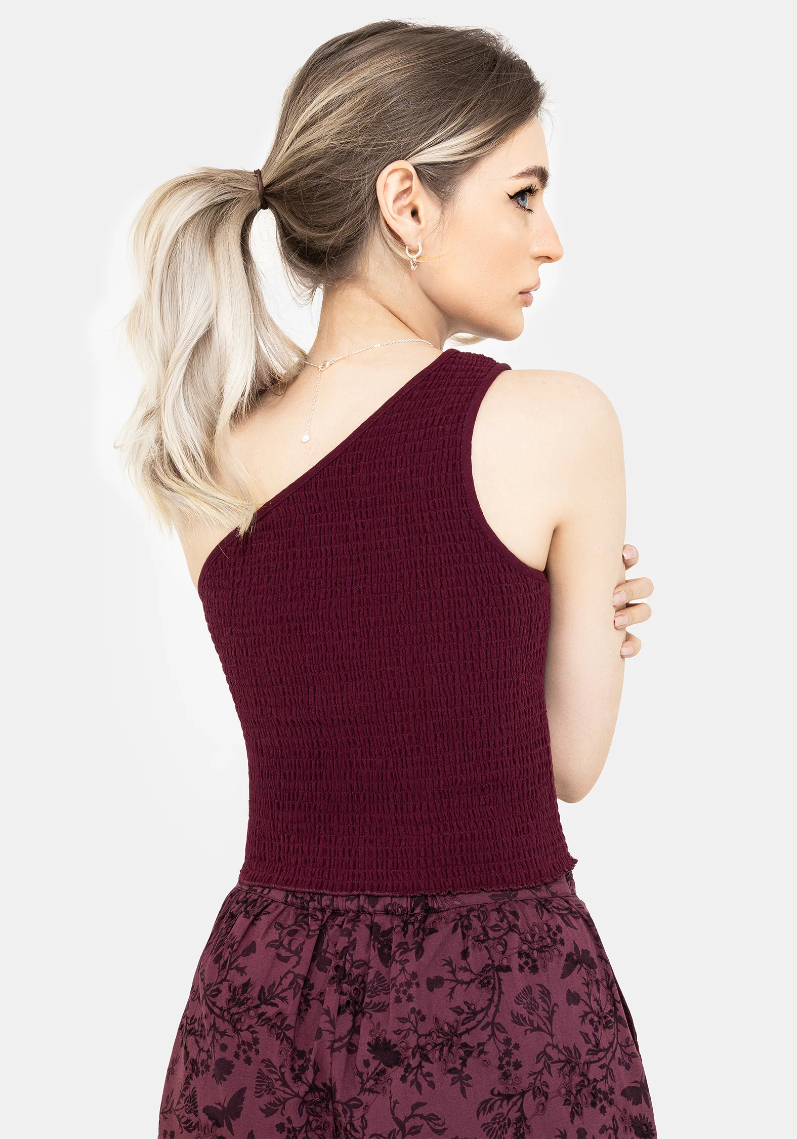 Midsommar Cotton Asymmetric Shirred Top - Image 3