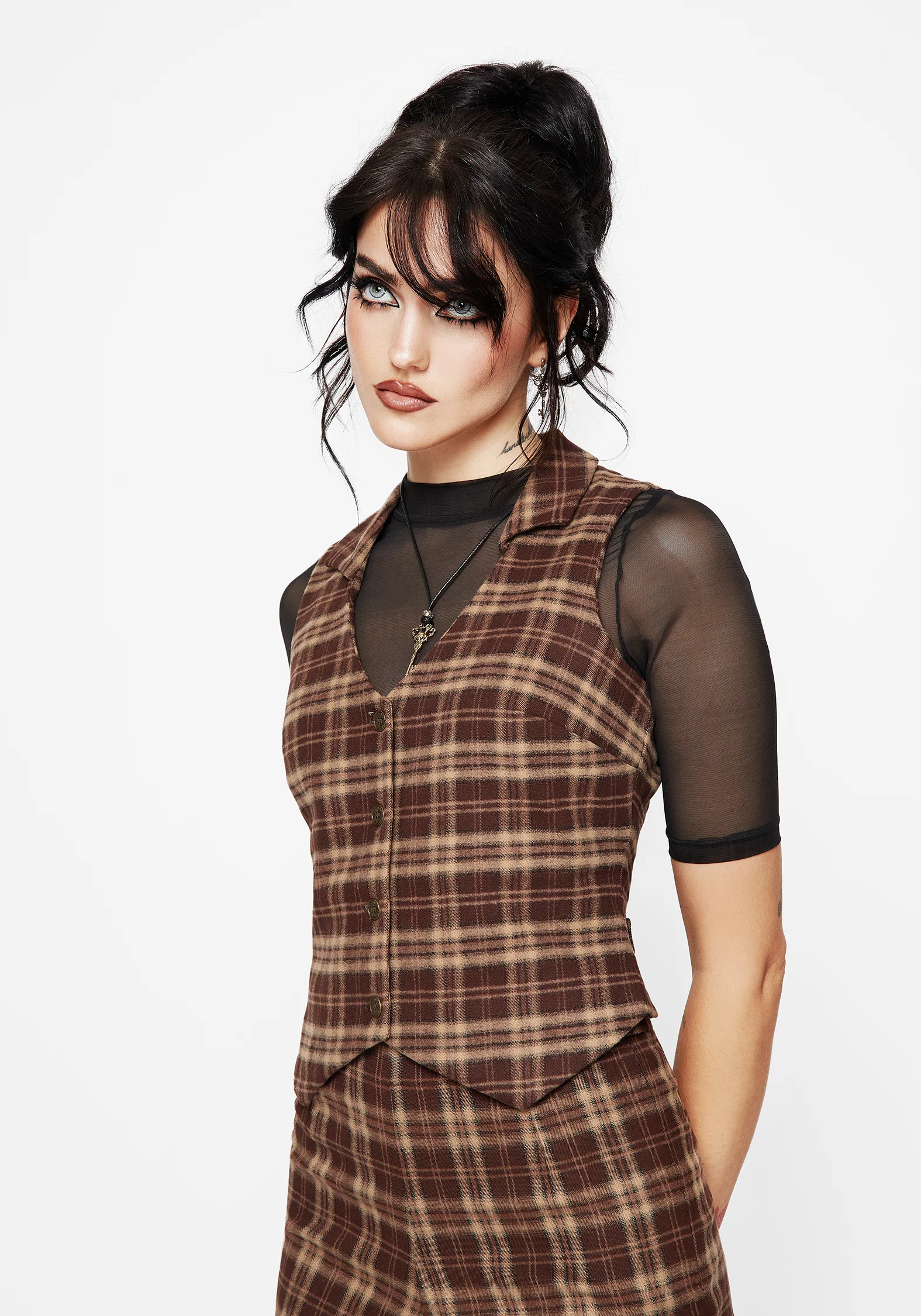 Milo Check Collared Waistcoat - Image 7