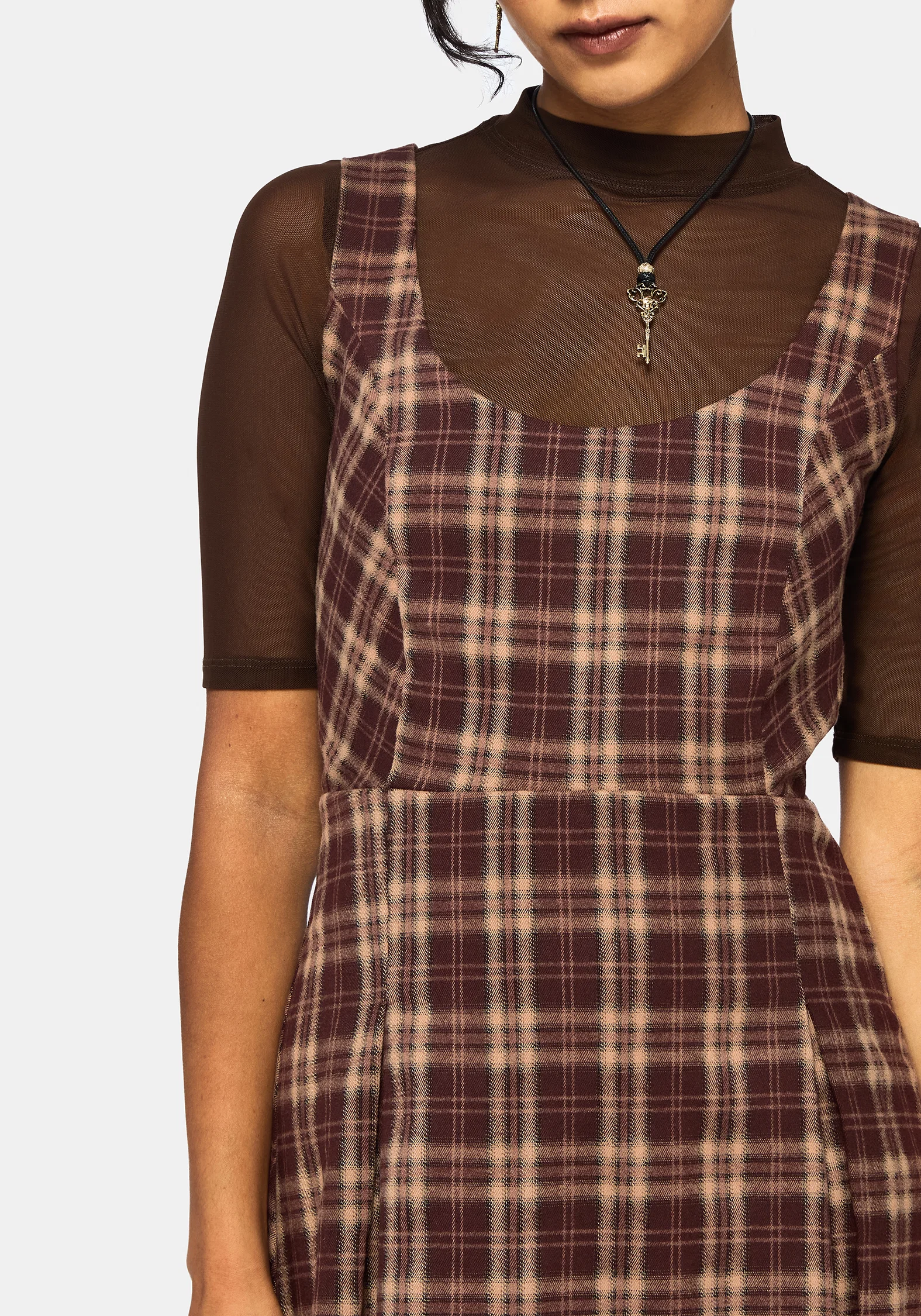 Milo Check Pinafore Mini Dress - Image 2