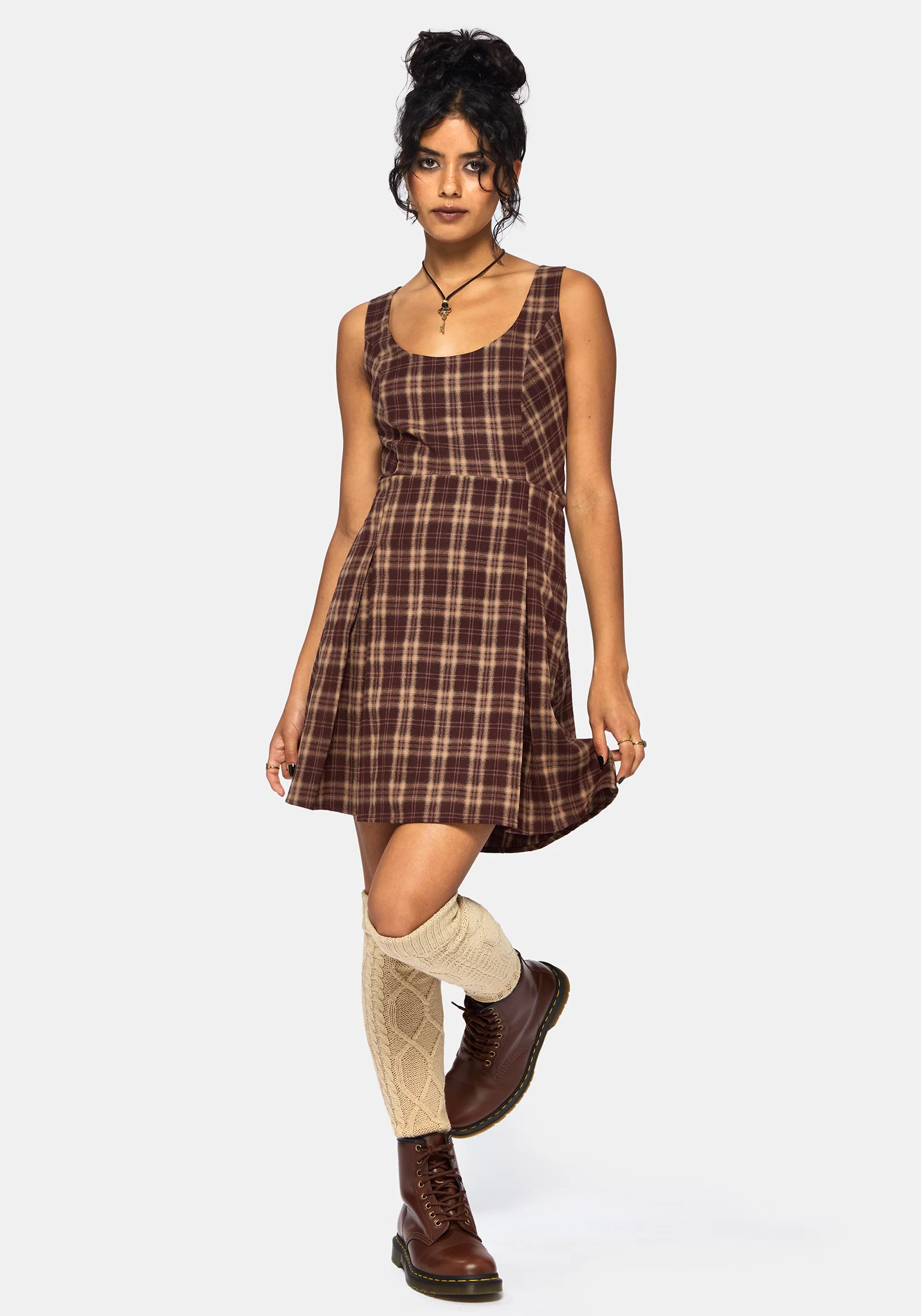 Milo Check Pinafore Mini Dress - Image 5