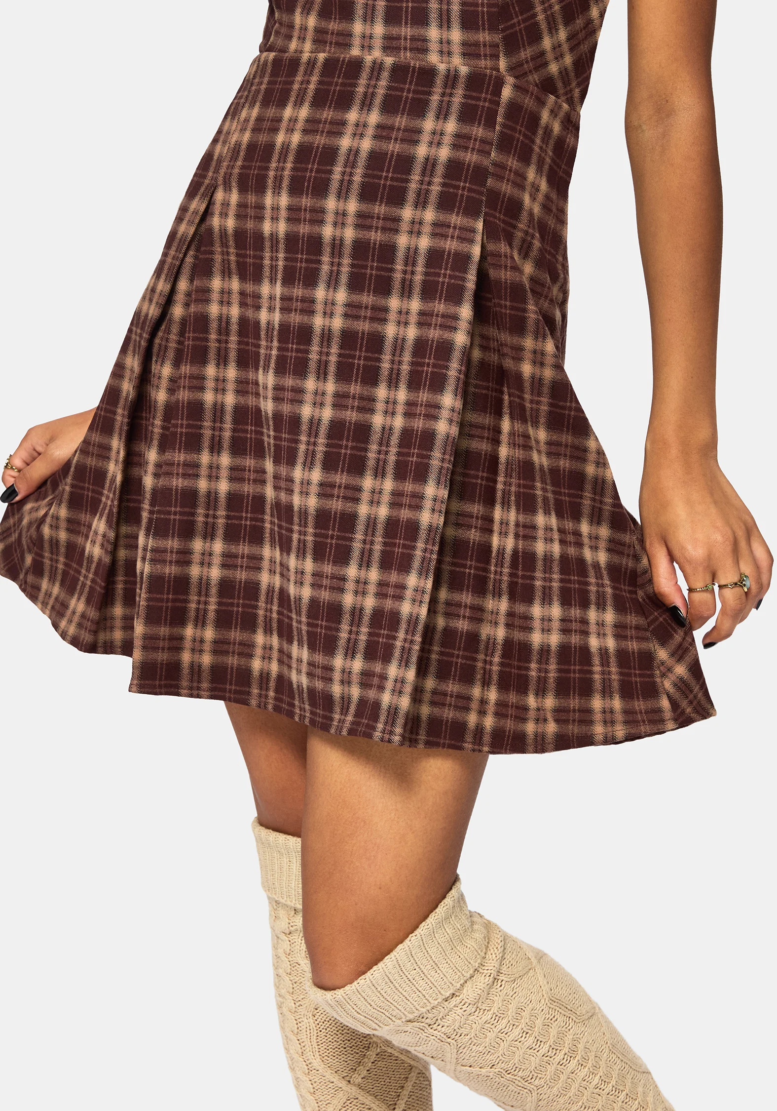 Milo Check Pinafore Mini Dress - Image 6