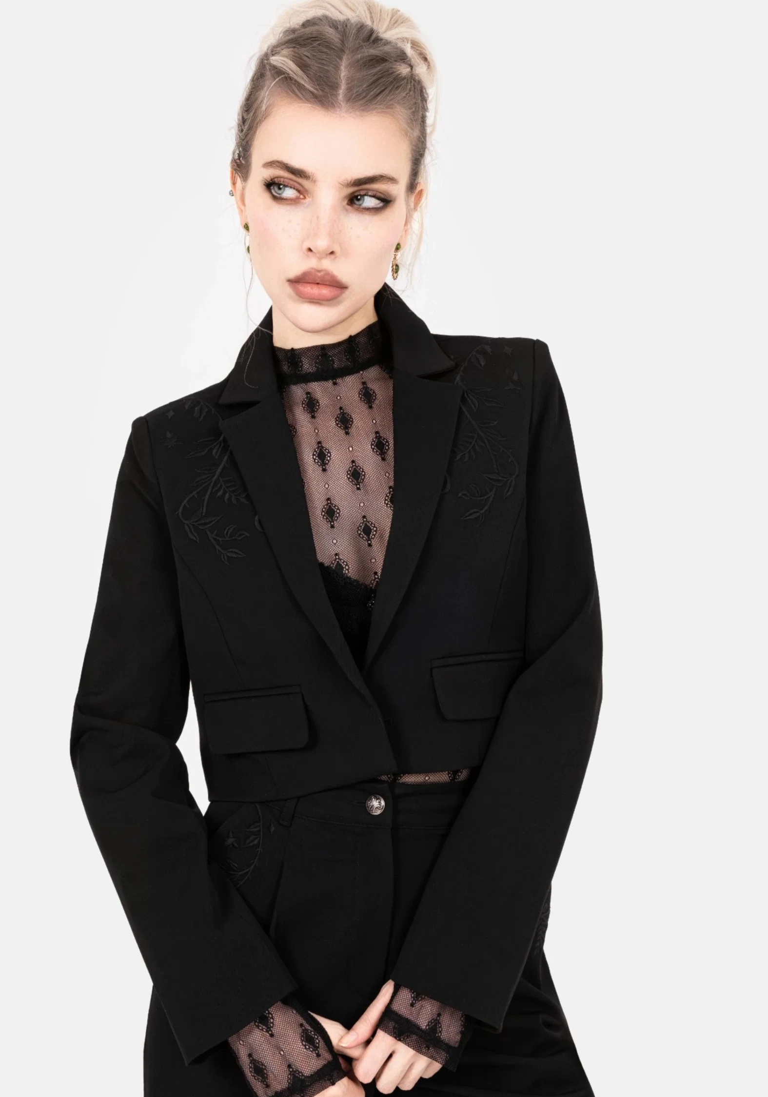 Mona Embroidered Crop Blazer - Image 5