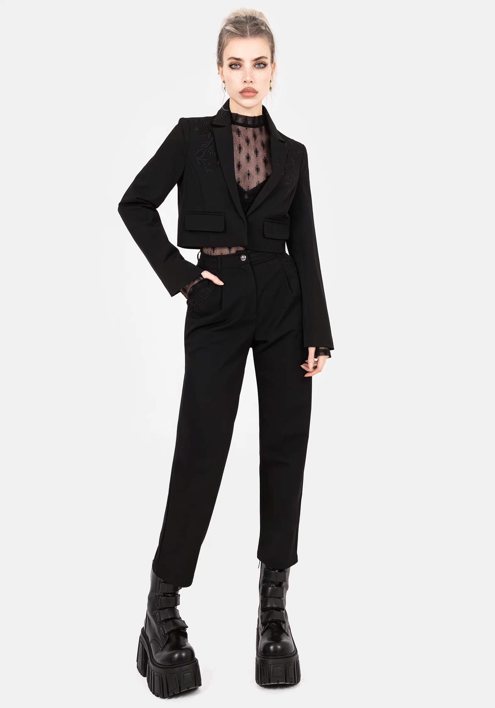 Mona Embroidered Crop Blazer - Image 7