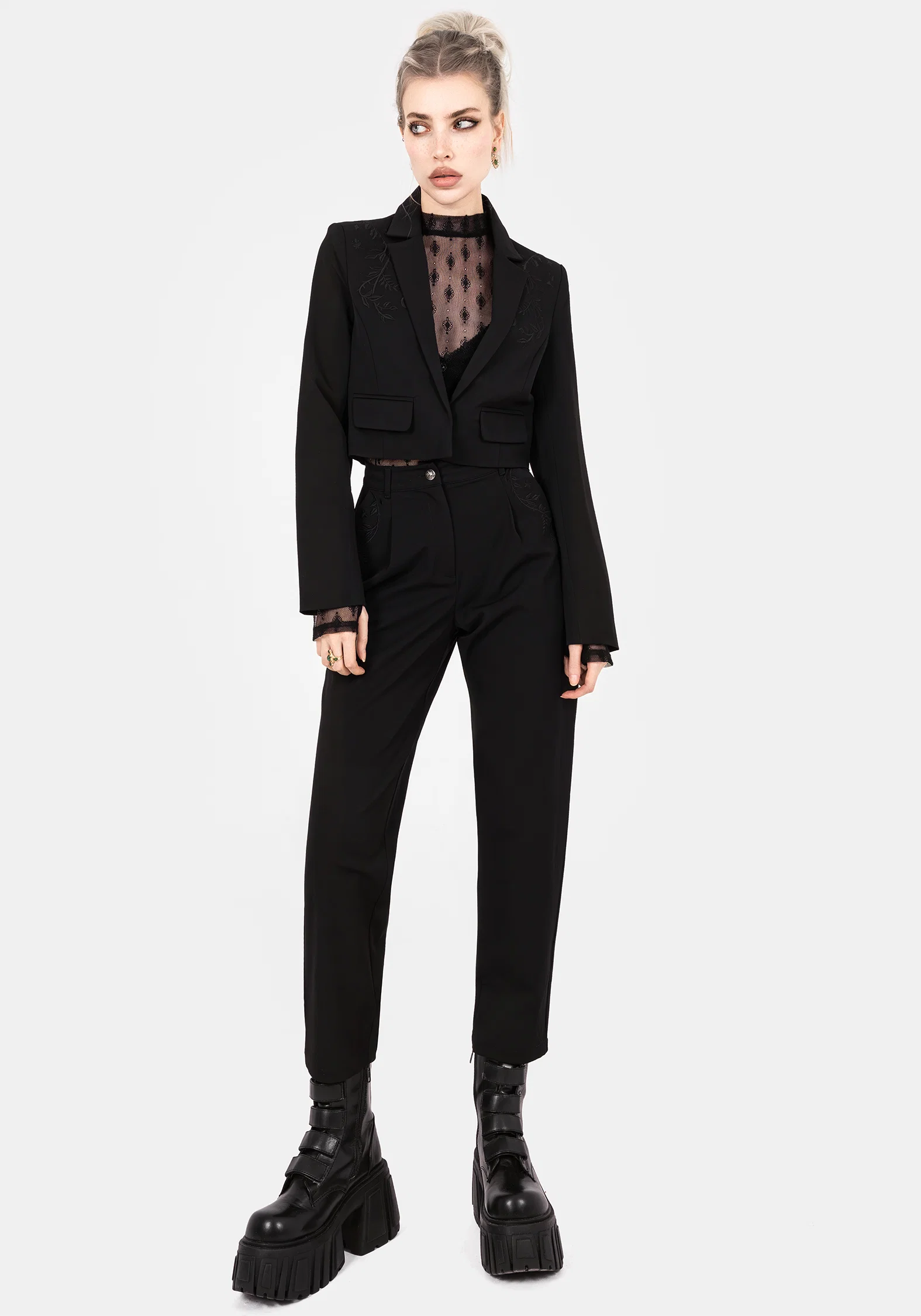 Mona Embroidered Crop Blazer - Image 8