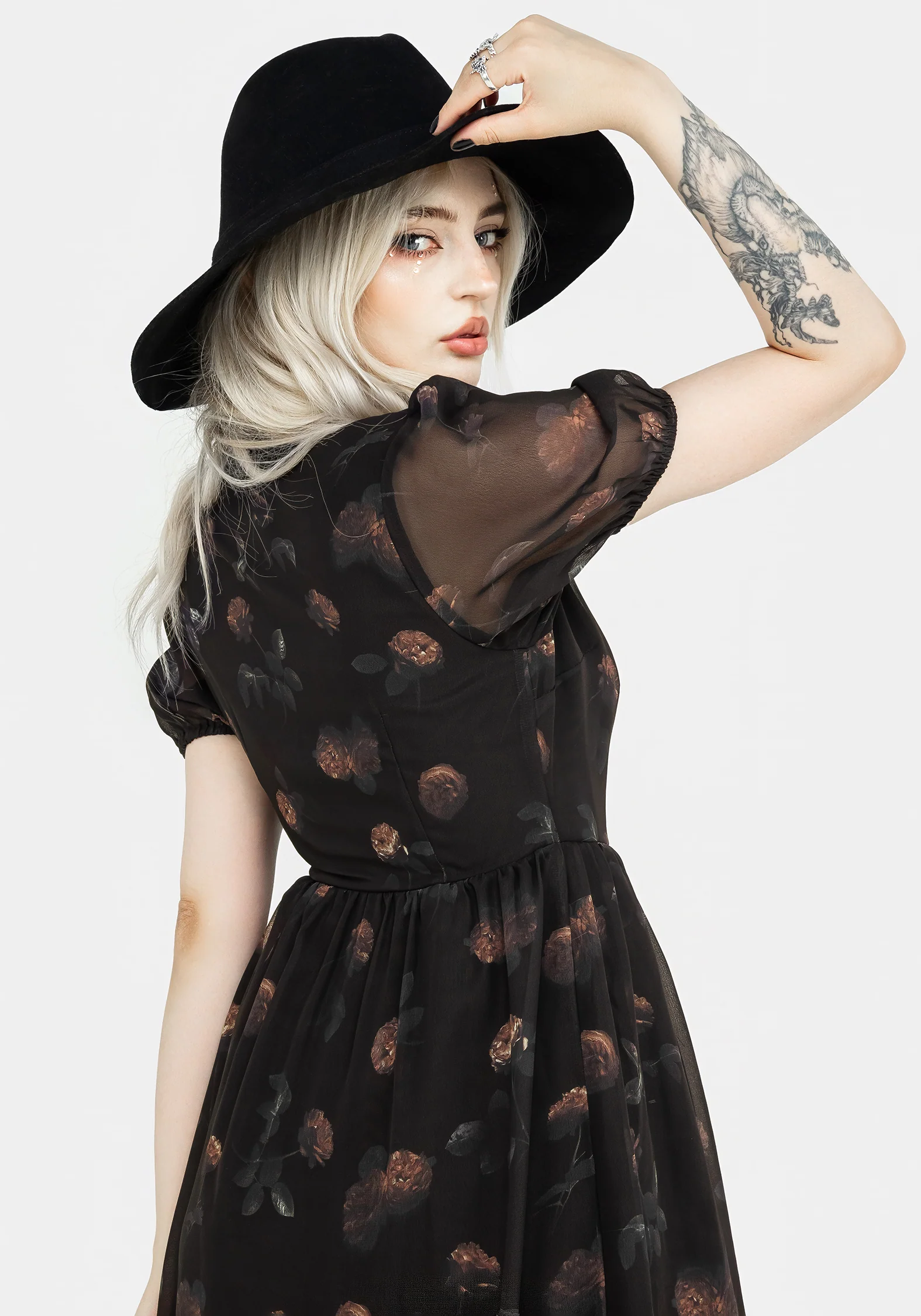 Monica Floral Chiffon Midi Wrap Dress - Image 8