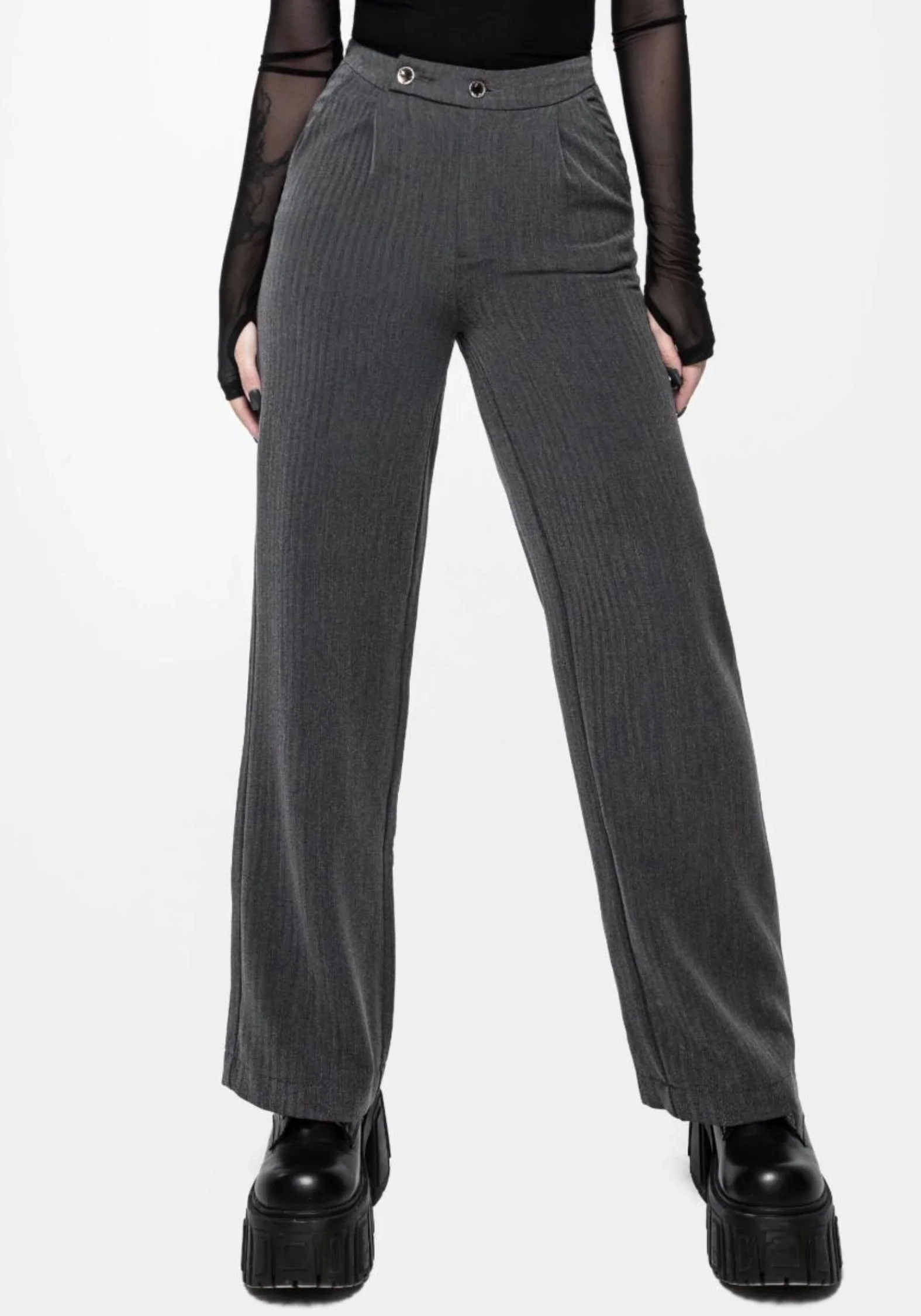Moonage Herringbone Tailored Trousers - Grey - Image 2