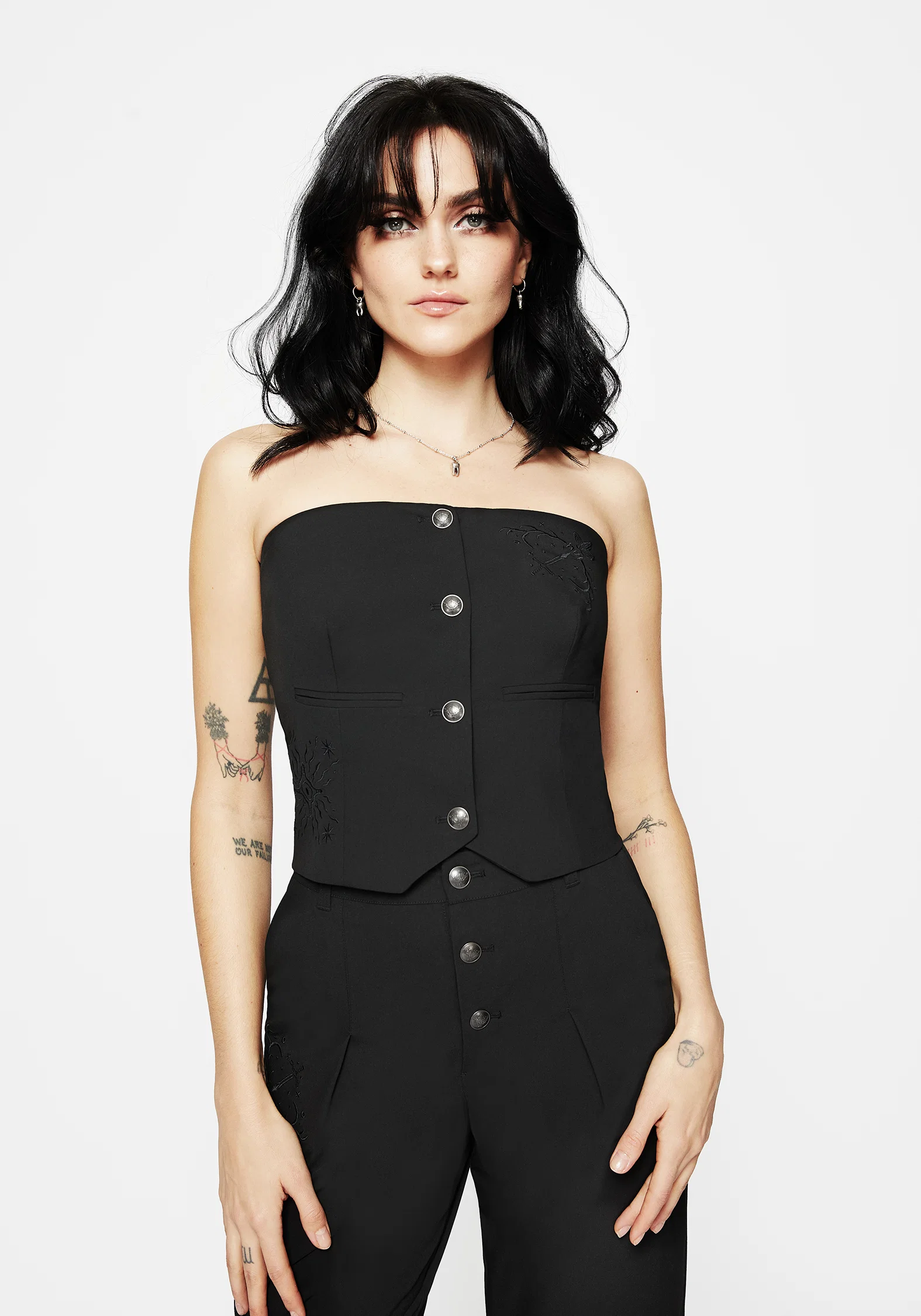 Moonbow Embroidered Strapless Tailored Waistcoat - Image 7