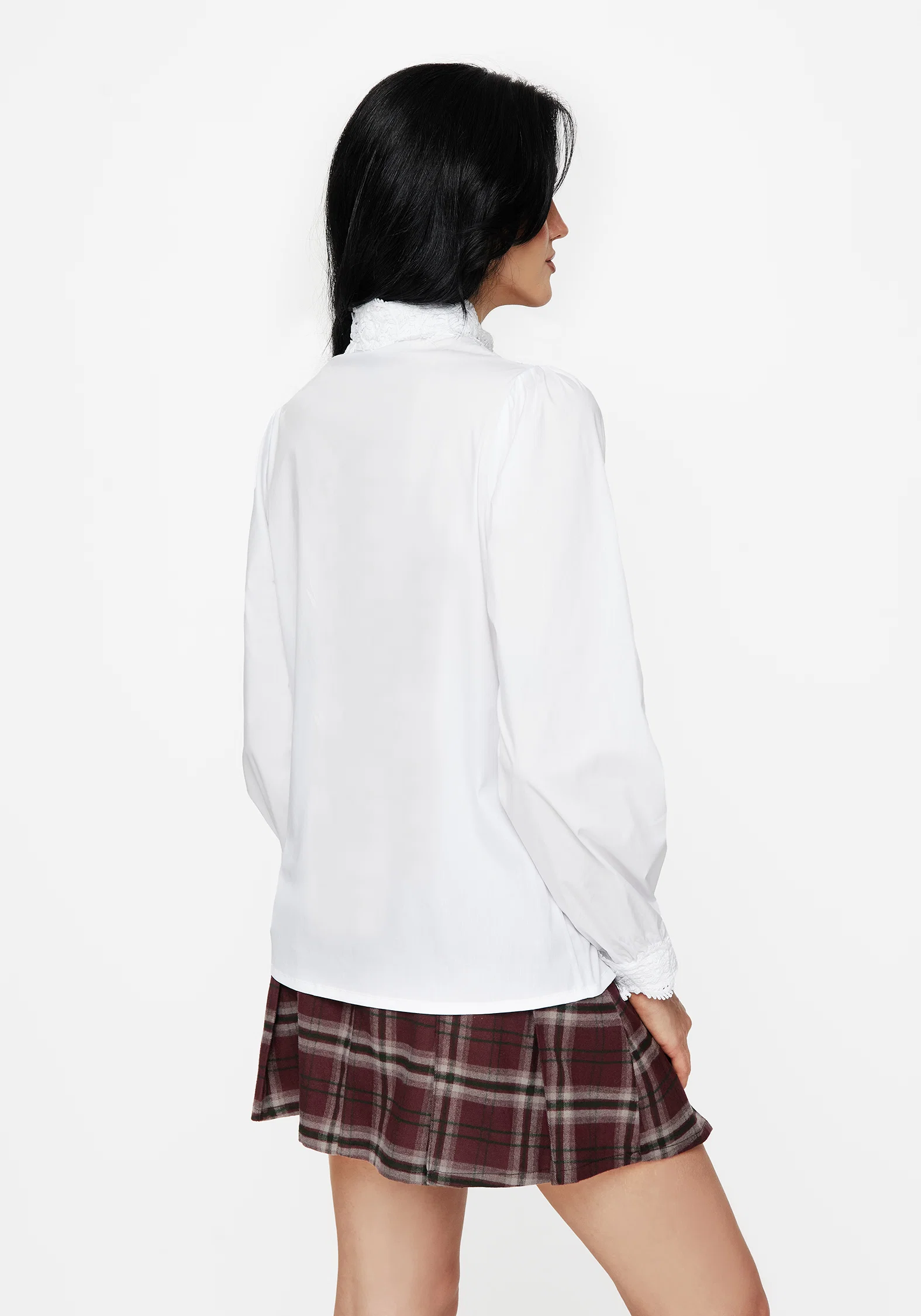 Morgaine Lace Detail Button Up Shirt - White - Image 3