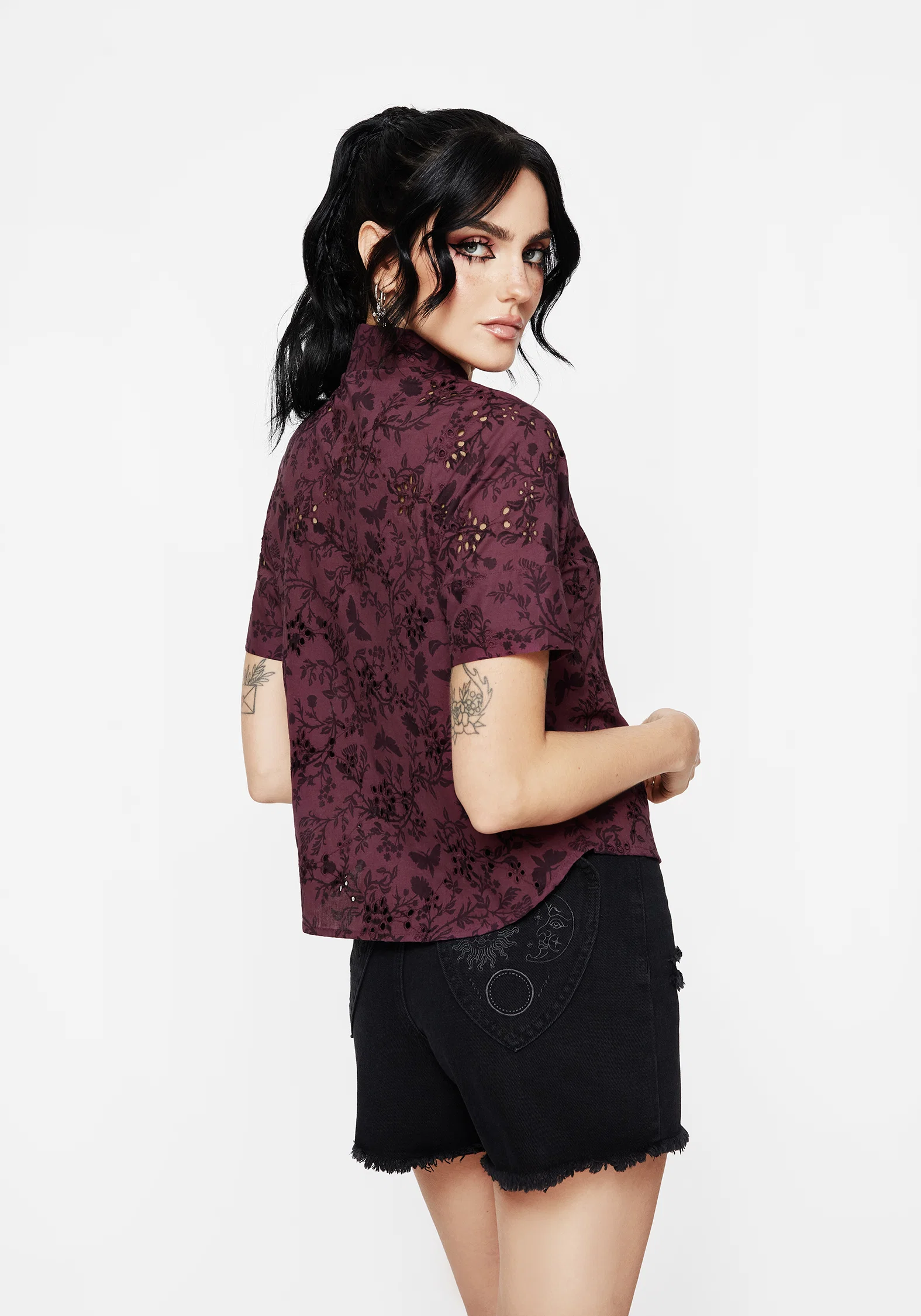 Morgana Cotton Broderie Button Up Shirt - Image 3