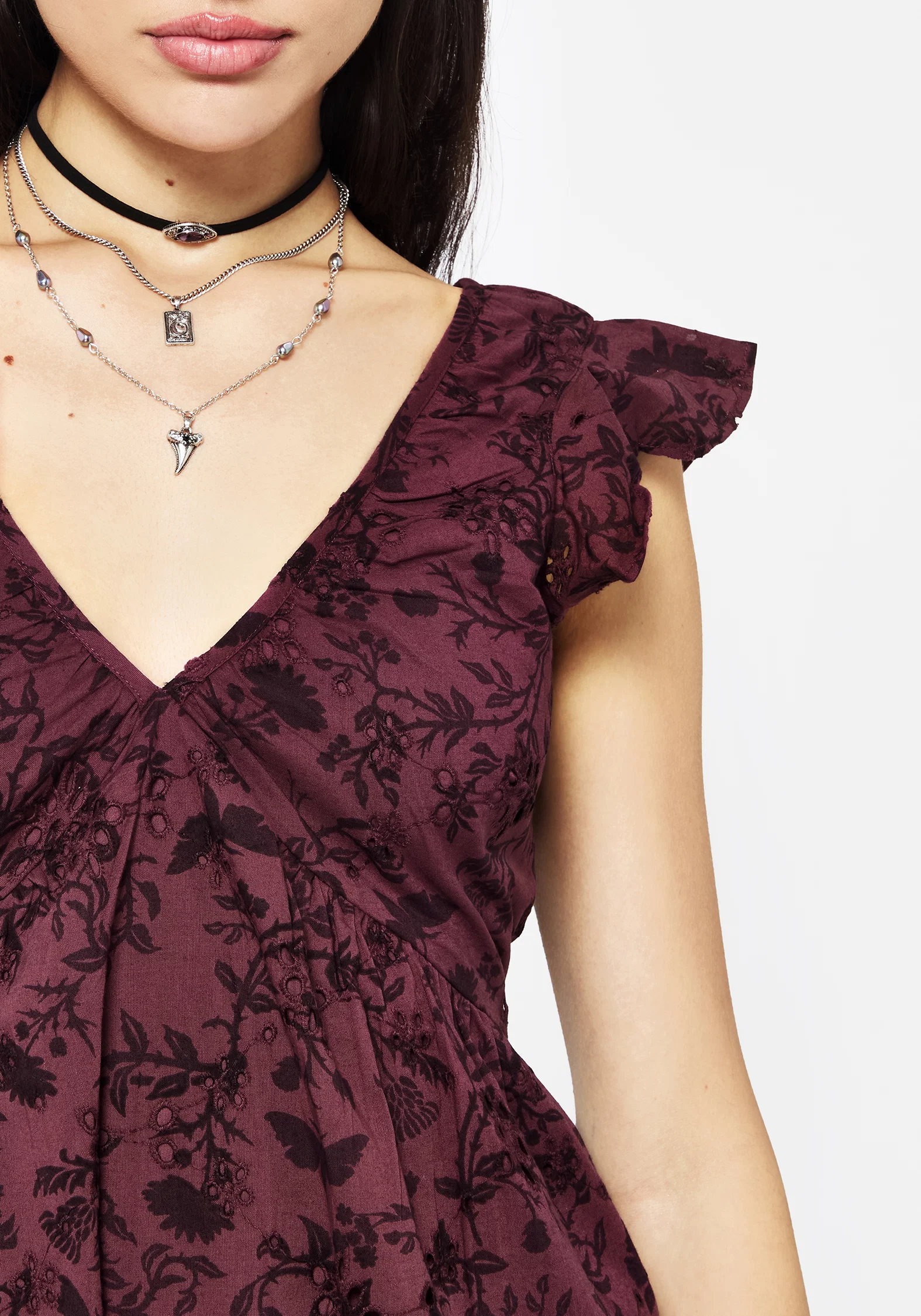 Morgana Cotton Broderie Frill Sleeve Mini Dress - Image 2