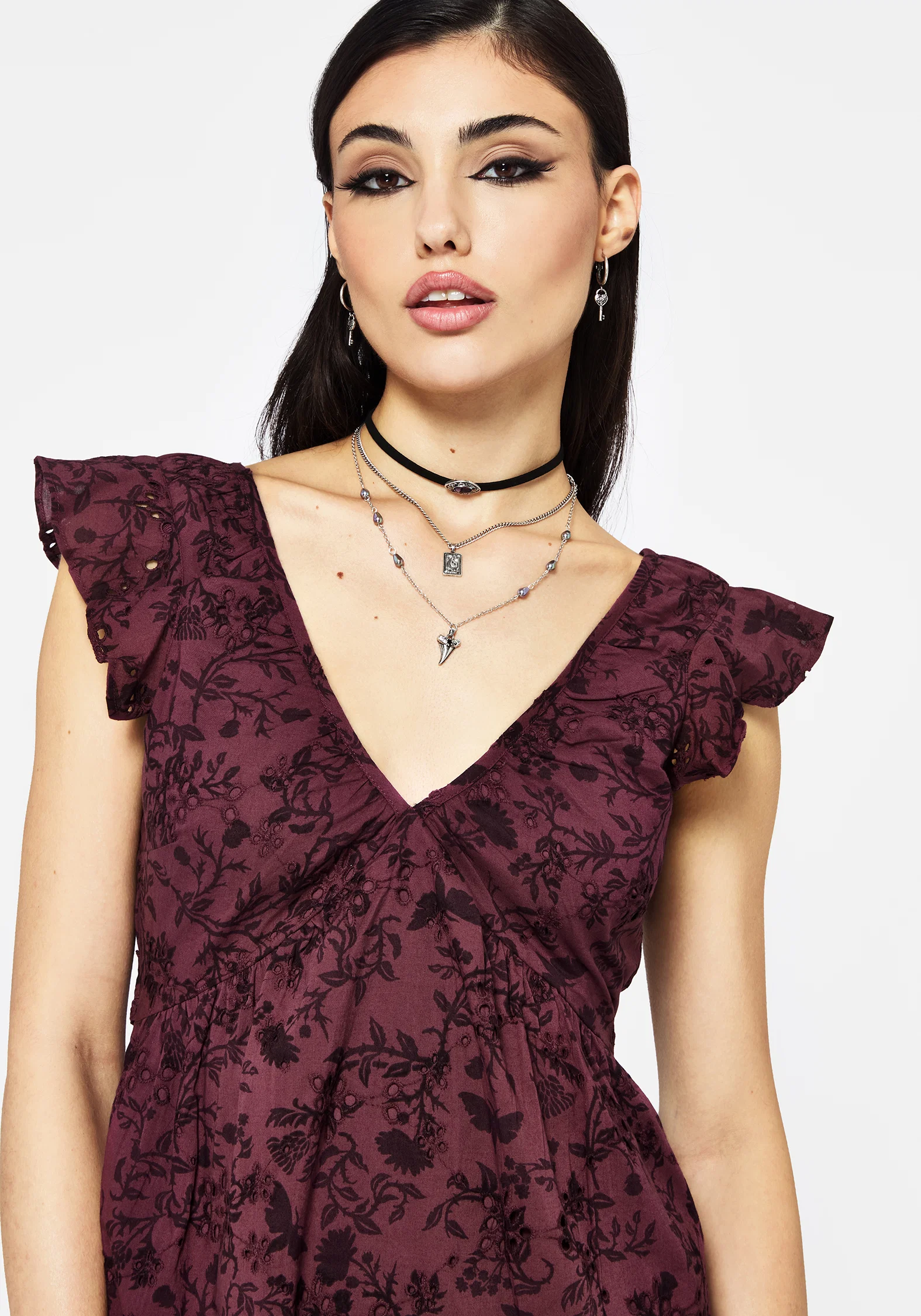 Morgana Cotton Broderie Frill Sleeve Mini Dress - Image 5