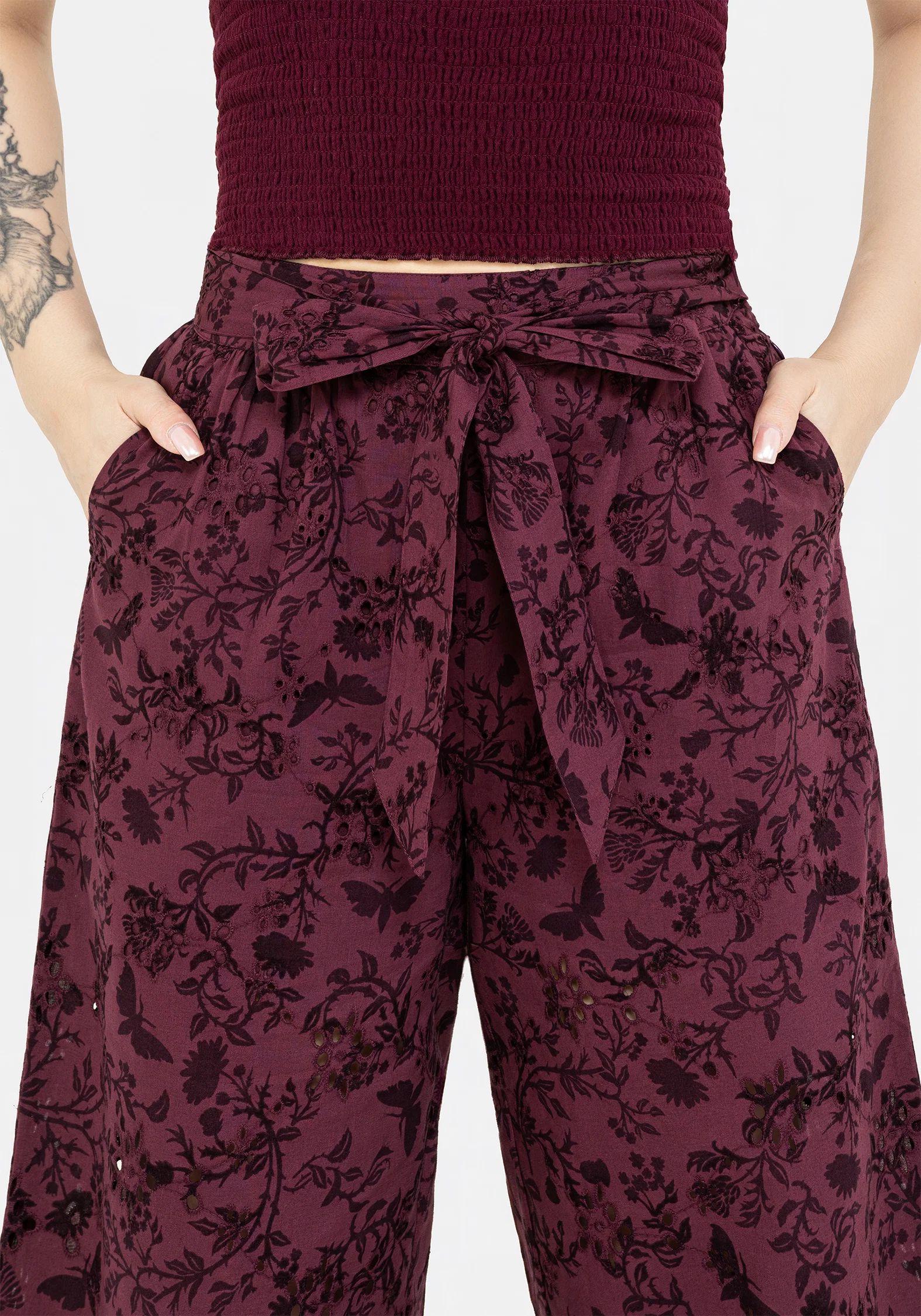 Morgana Cotton Broderie Tie Waist Culottes - Image 2