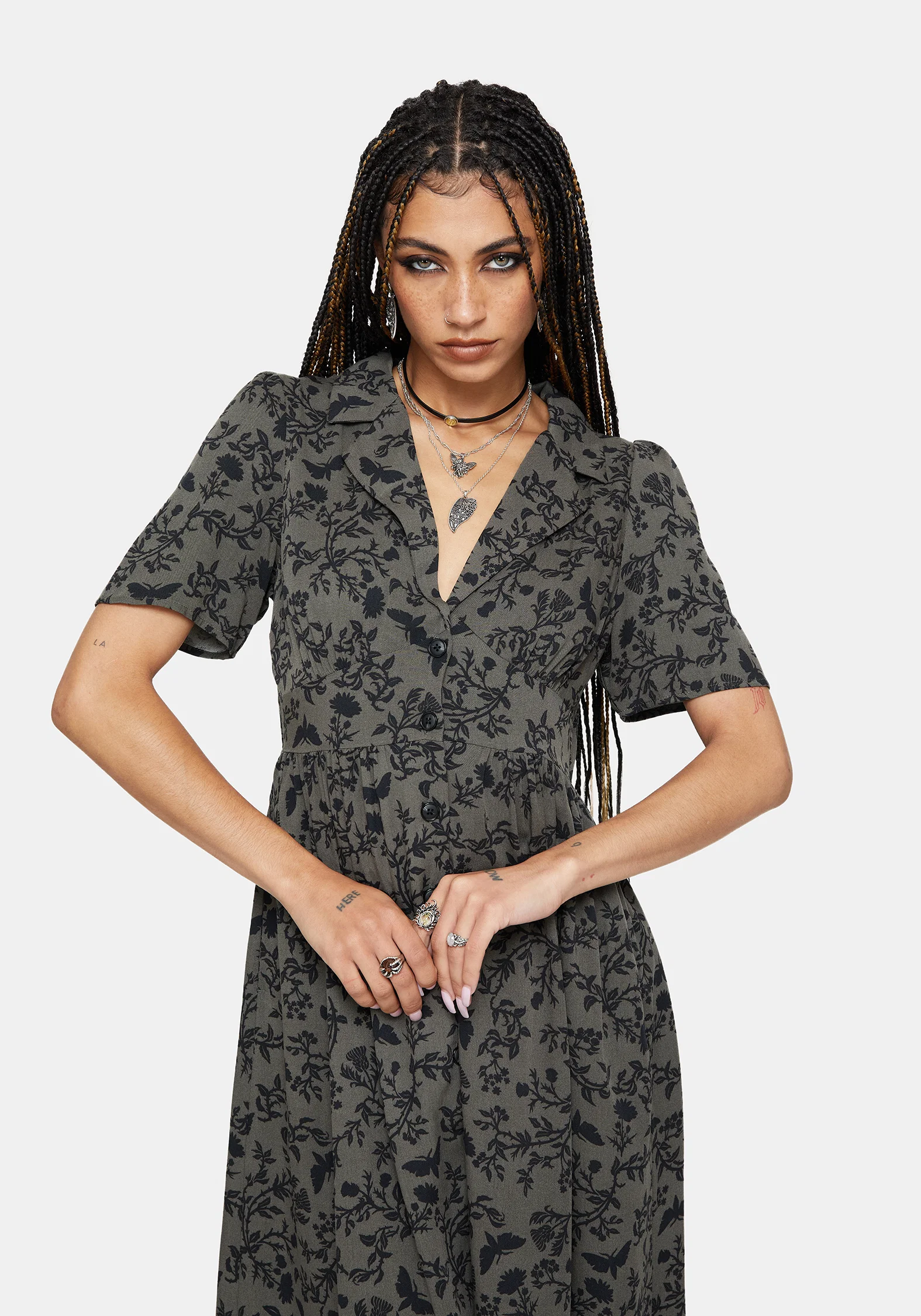 Morgana Midi Shirt Dress - Green - Image 3