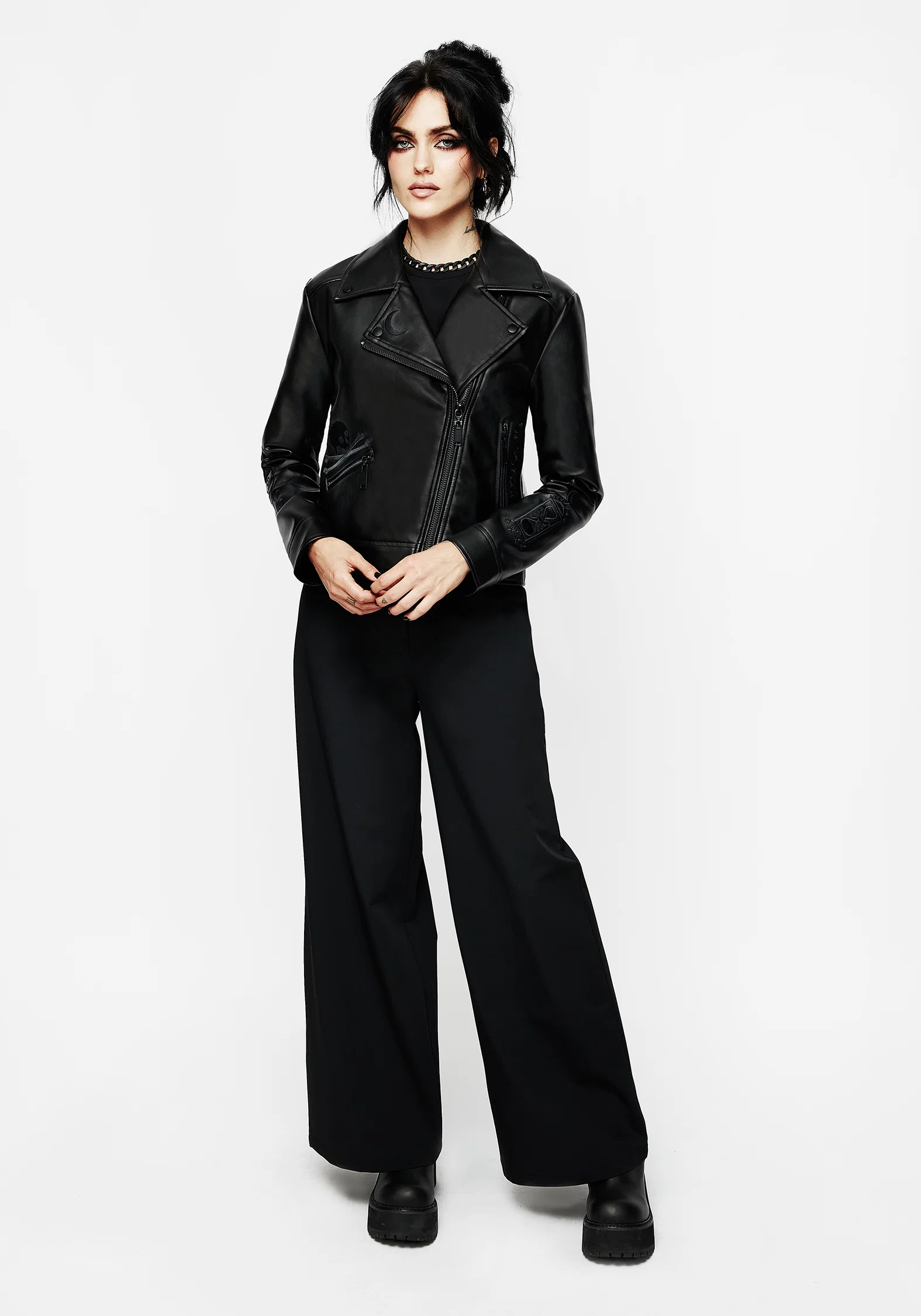 Mori Embroidered Faux Leather Jacket - Image 11