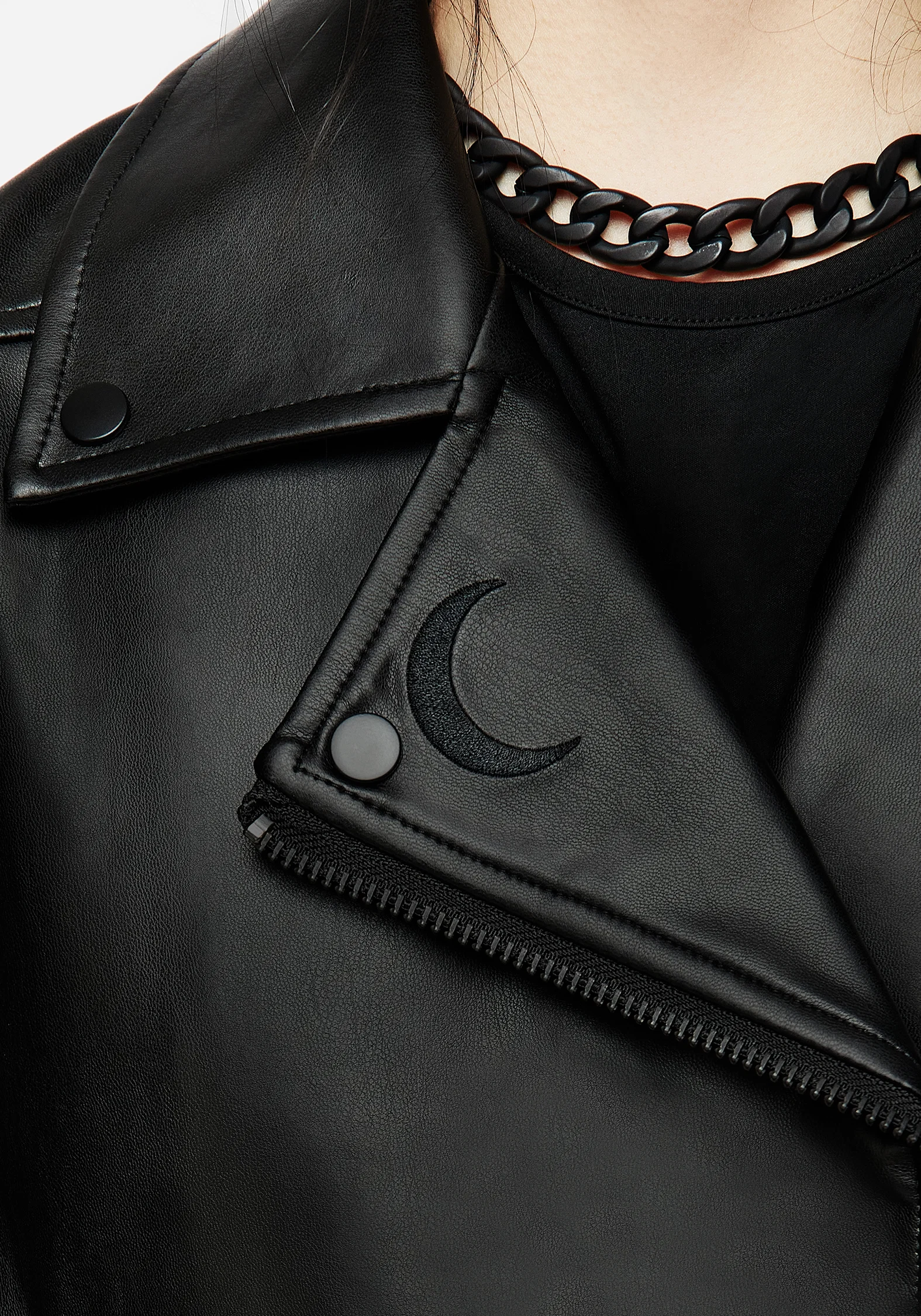 Mori Embroidered Faux Leather Jacket - Image 3
