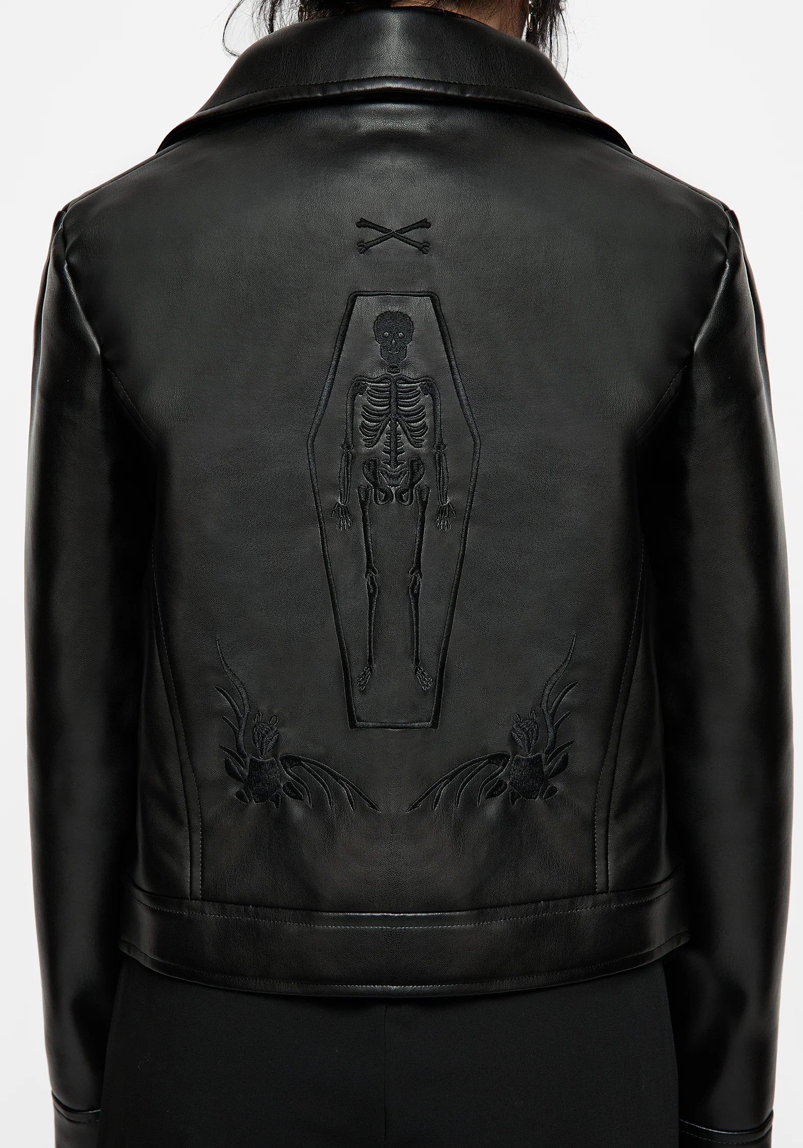Mori Embroidered Faux Leather Jacket - Image 4