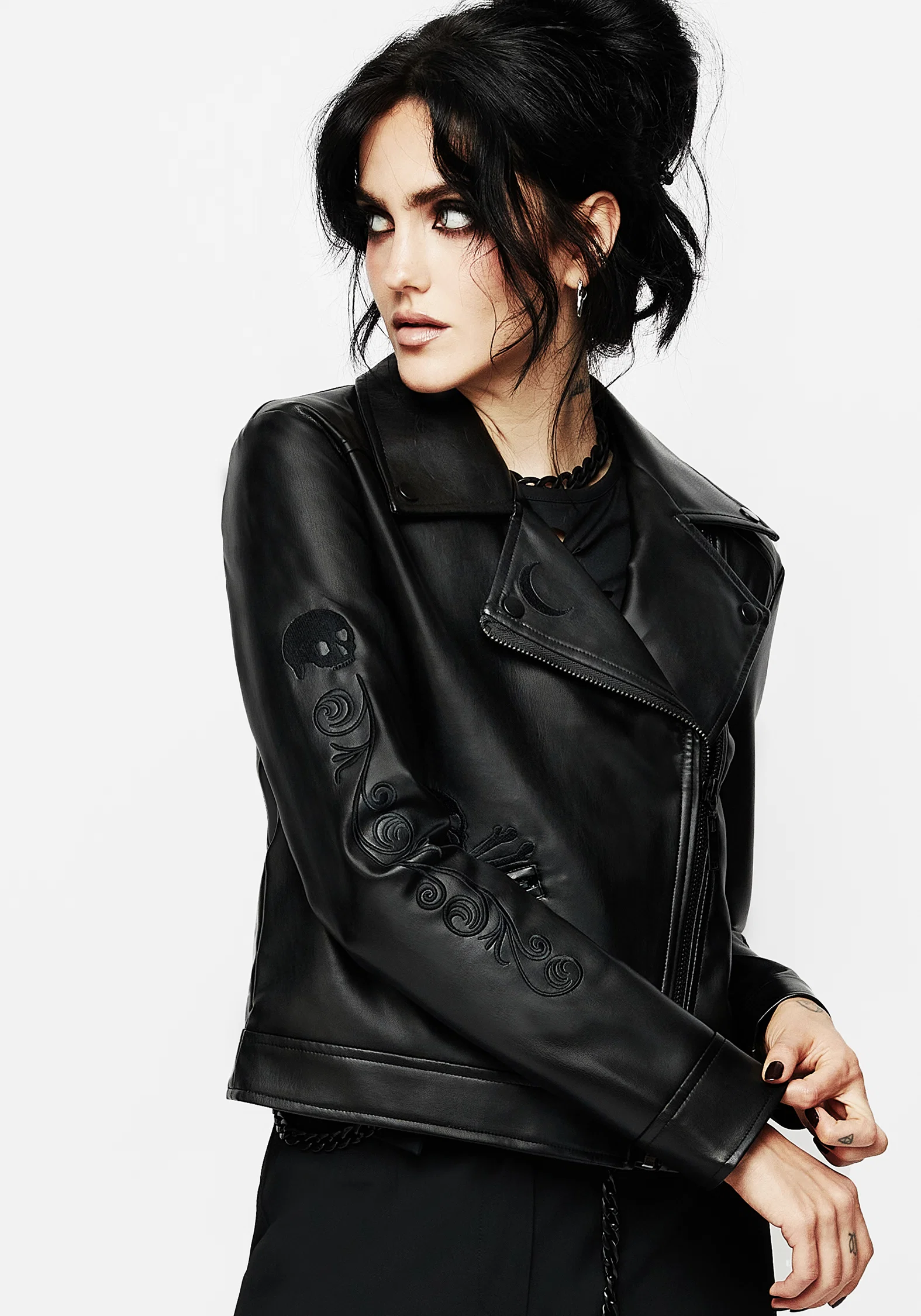 Mori Embroidered Faux Leather Jacket - Image 5