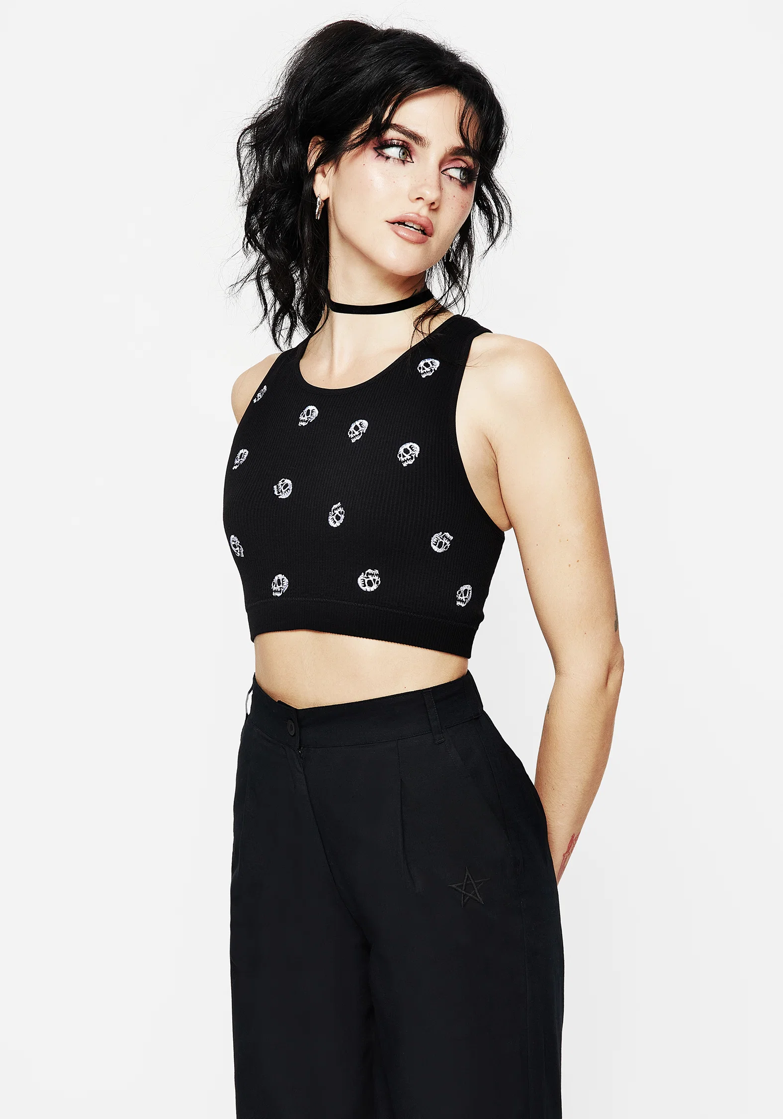 Mori Skull Embroidered Racerback Bralet - Image 6