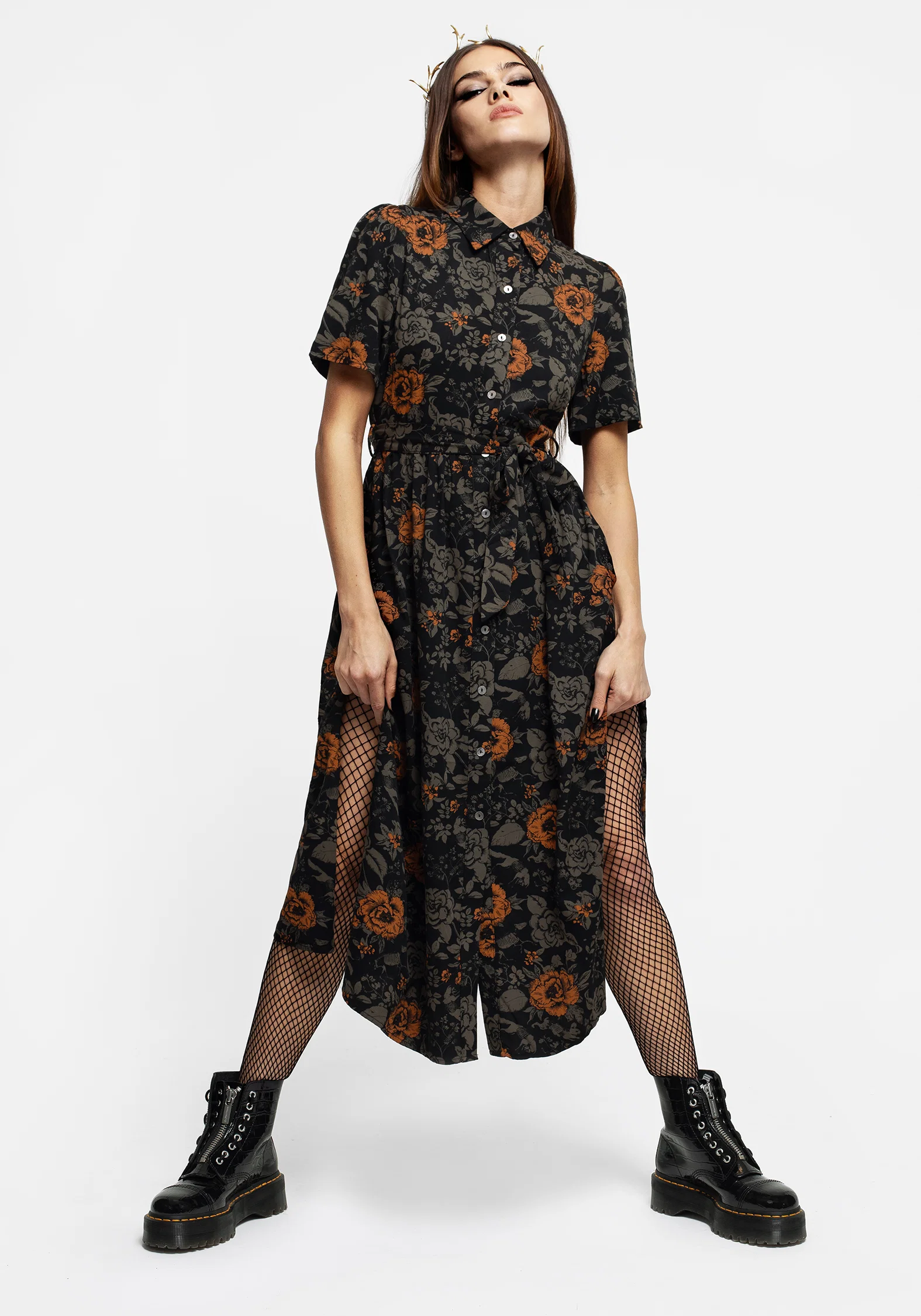 Mortify Floral Print Midi Shirt Dress - Image 4