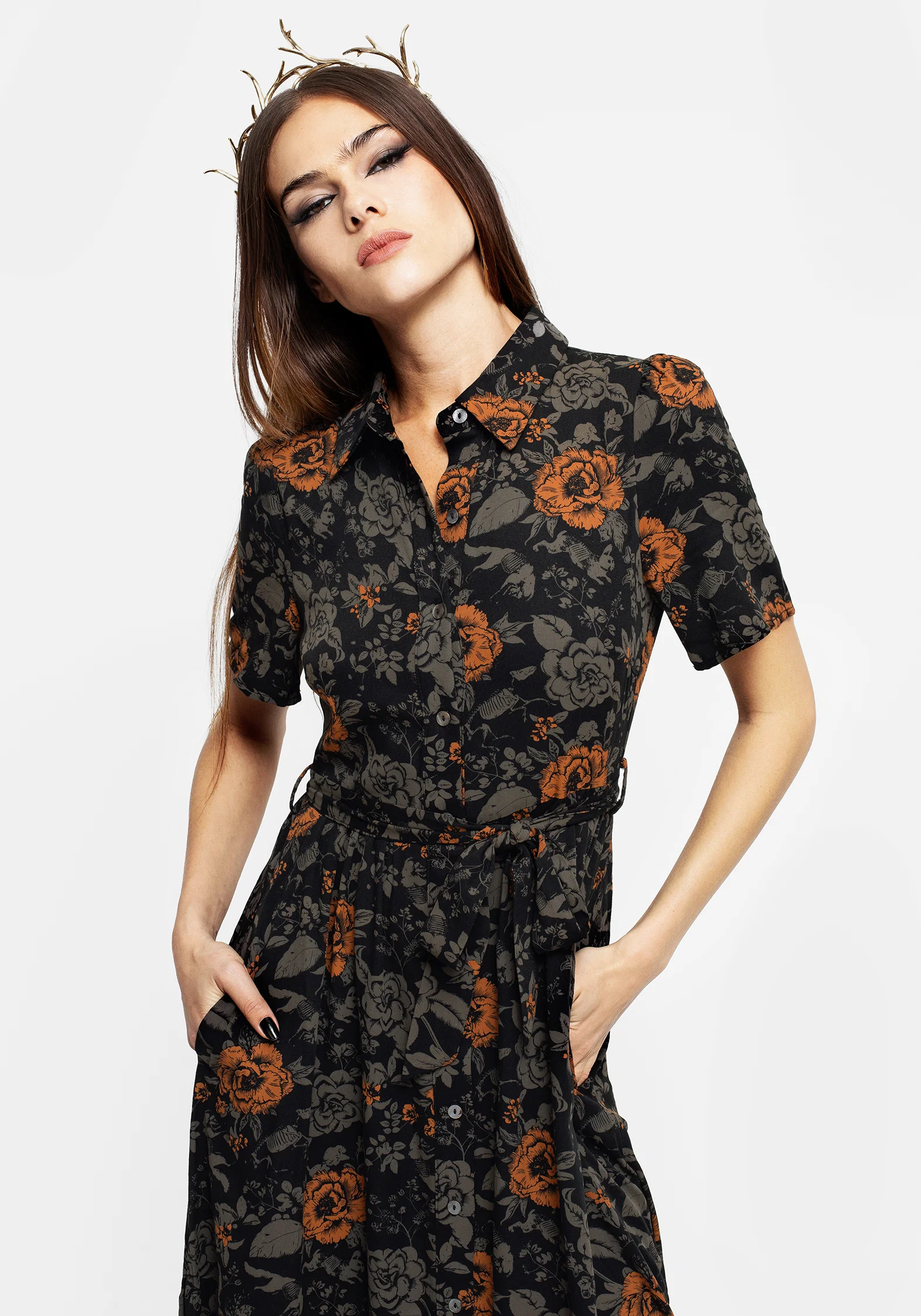 Mortify Floral Print Midi Shirt Dress - Image 6