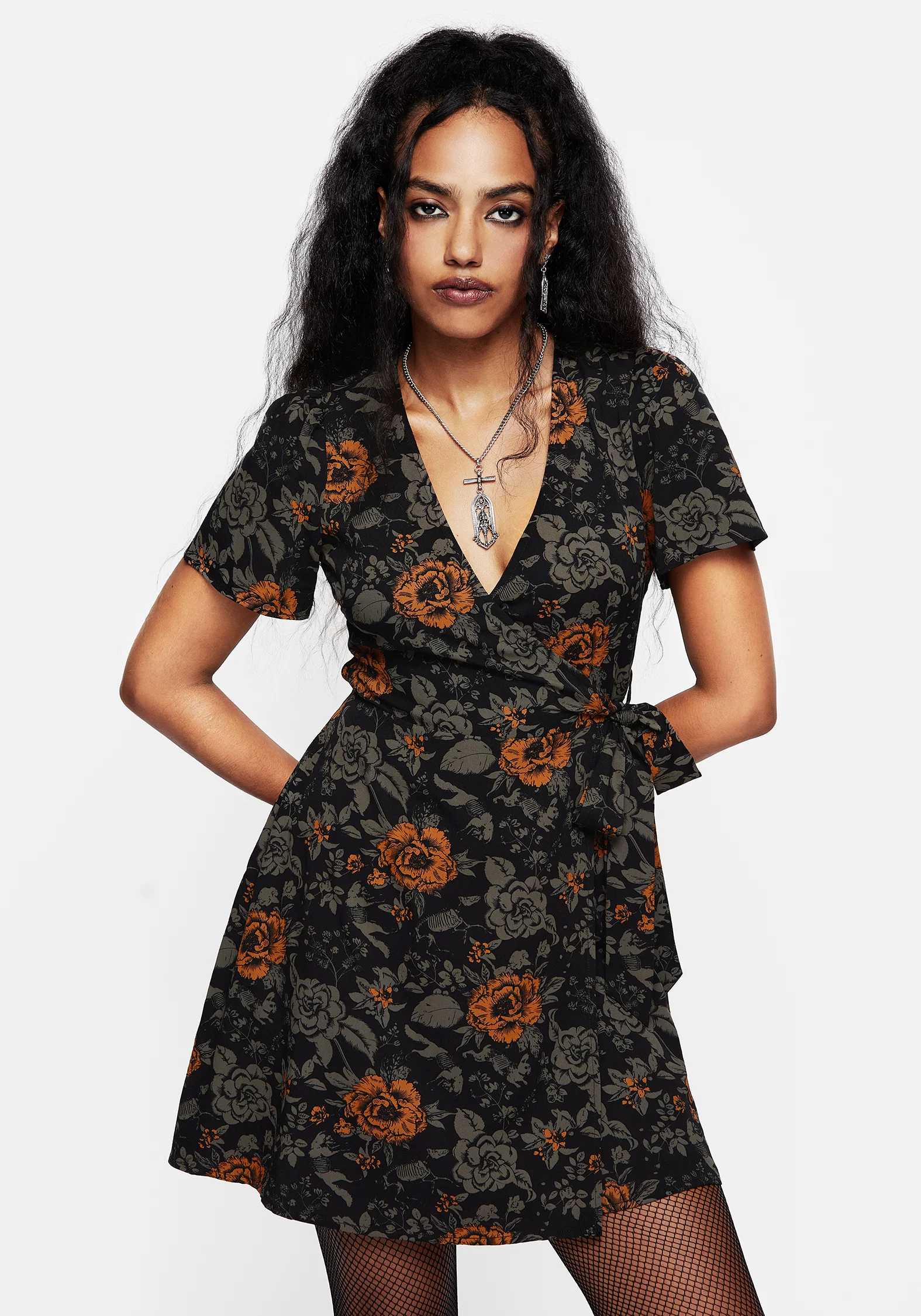 Mortify Floral Print Mini Wrap Dress - Image 5